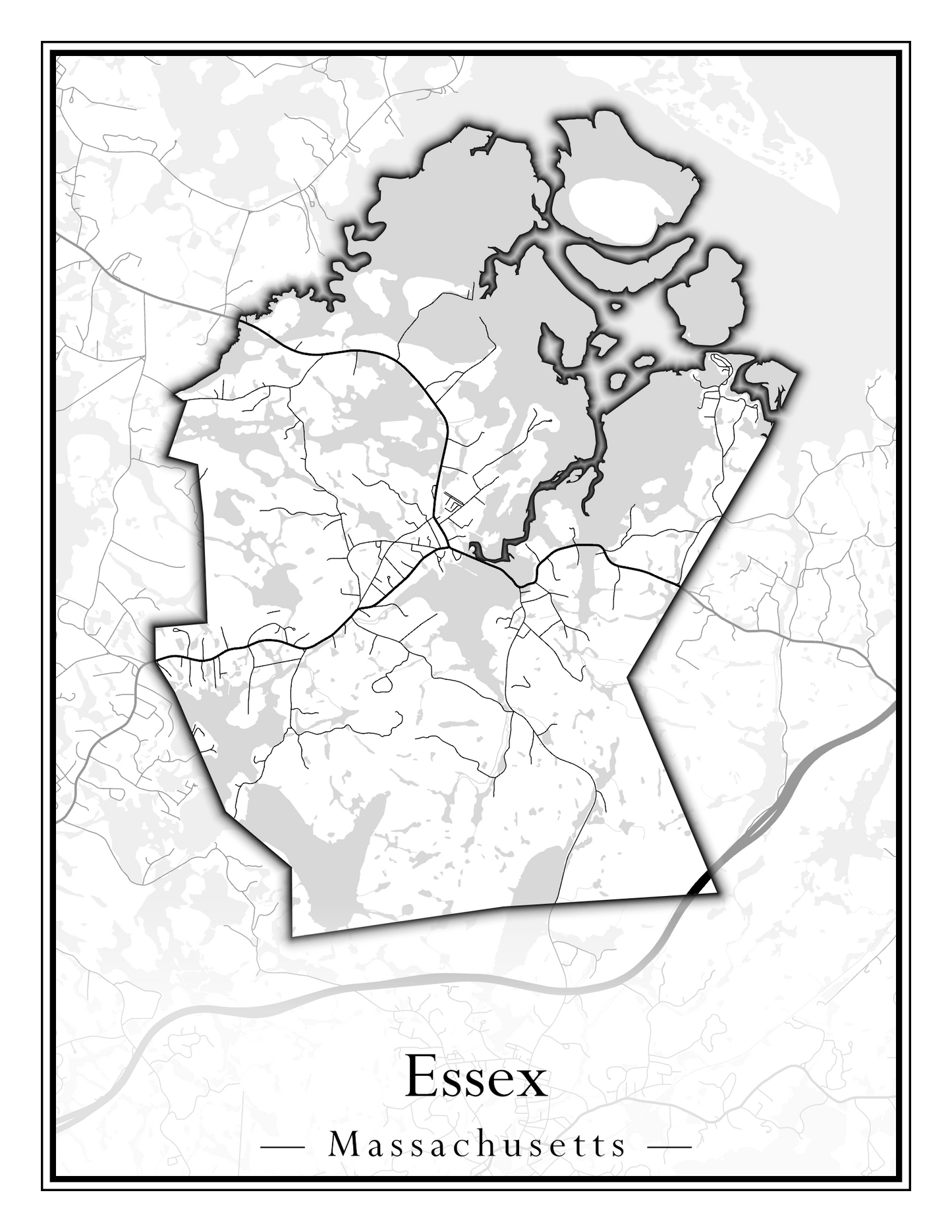 Massachusetts Towns - Street Map (Essex - Fall River)