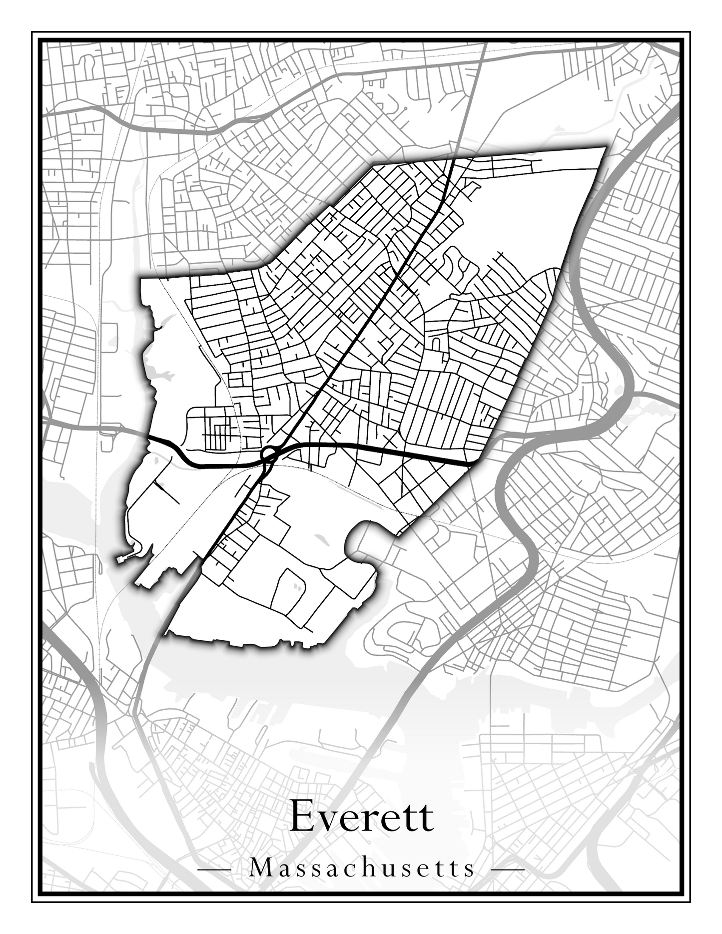 Massachusetts Towns - Street Map (Essex - Fall River)