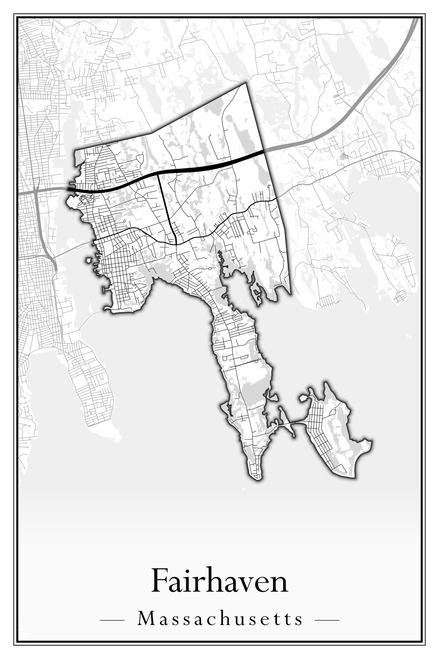 Massachusetts Towns - Street Map (Essex - Fall River)