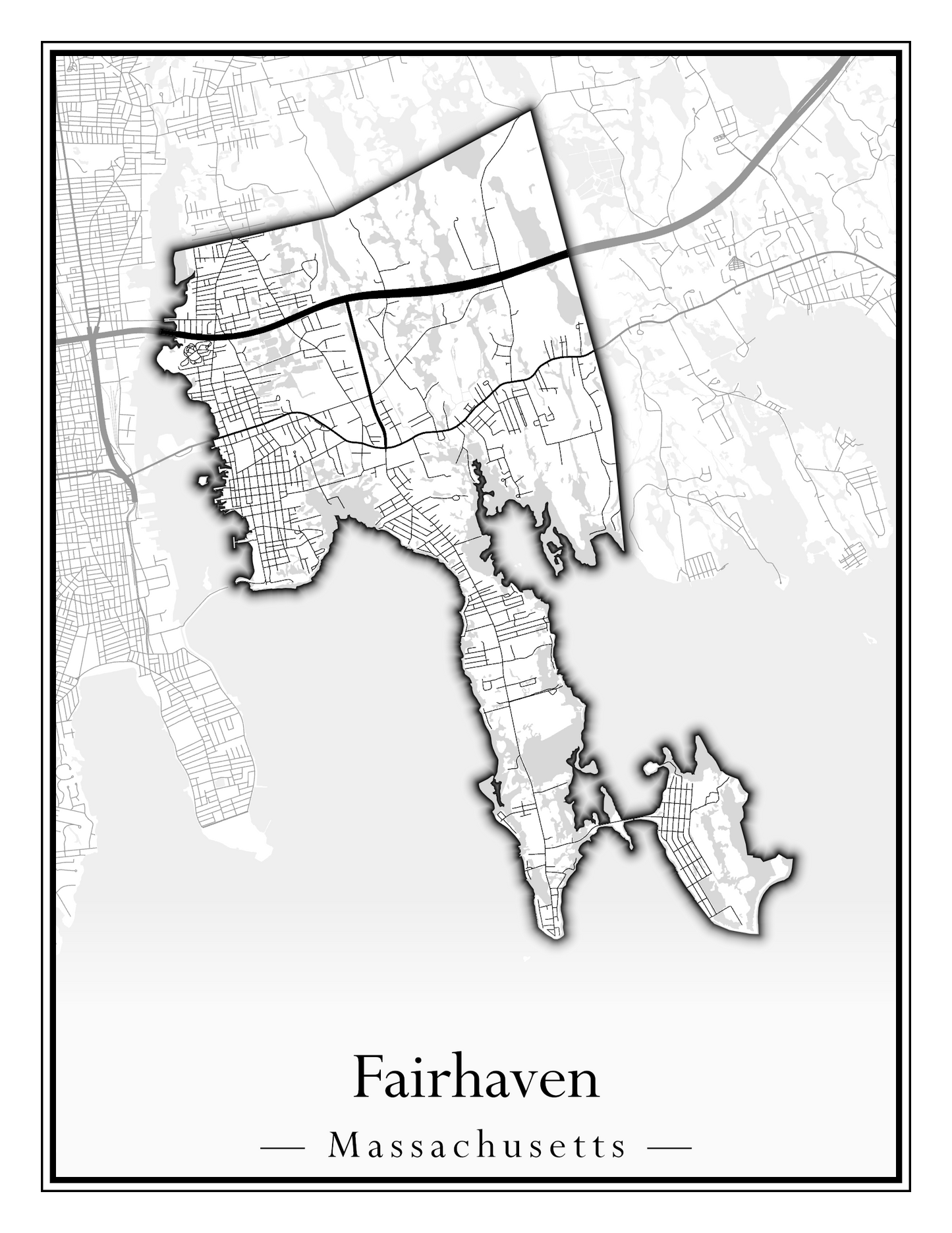 Massachusetts Towns - Street Map (Essex - Fall River)