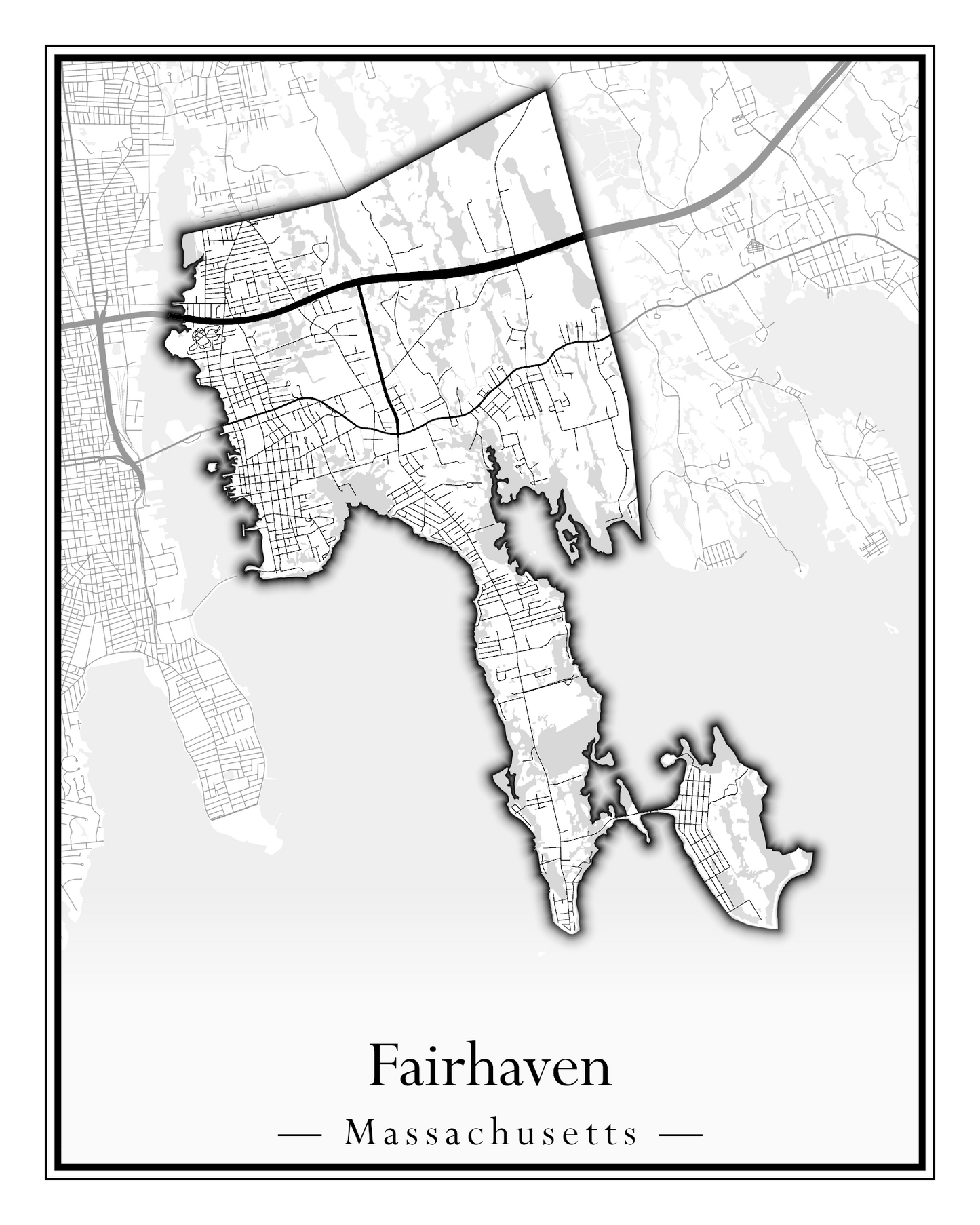 Massachusetts Towns - Street Map (Essex - Fall River)