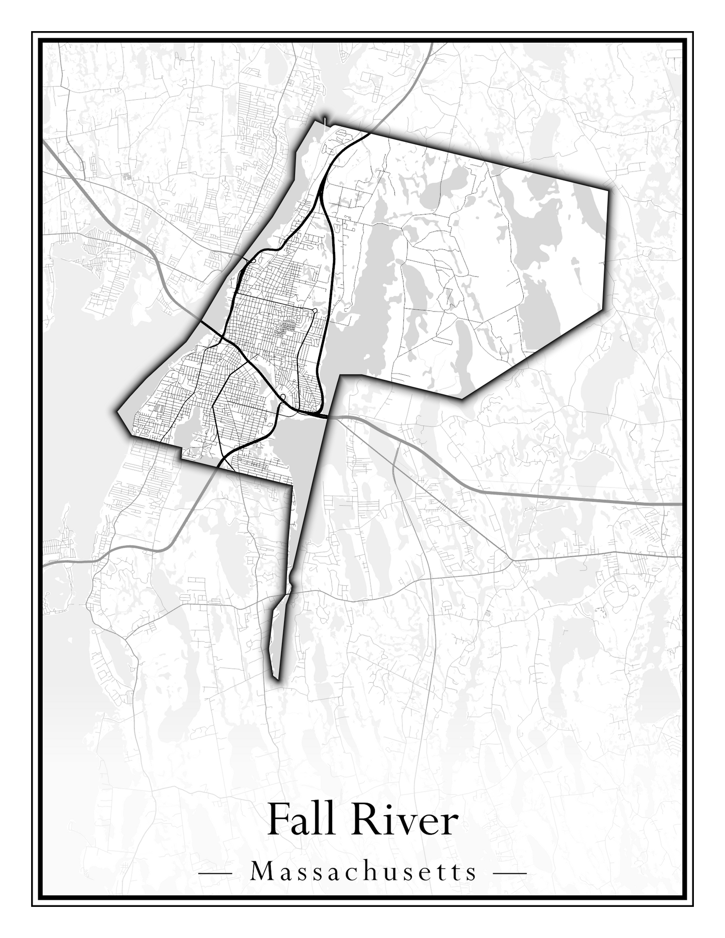 Massachusetts Towns - Street Map (Essex - Fall River)