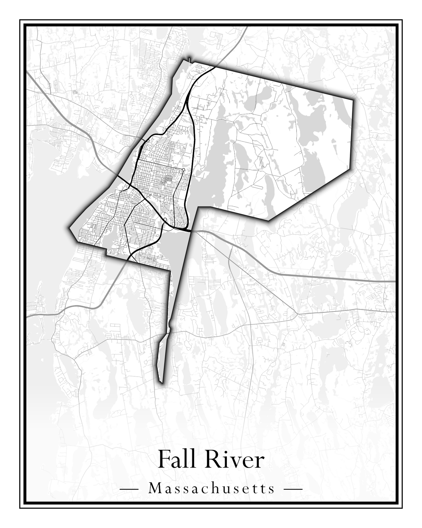 Massachusetts Towns - Street Map (Essex - Fall River)