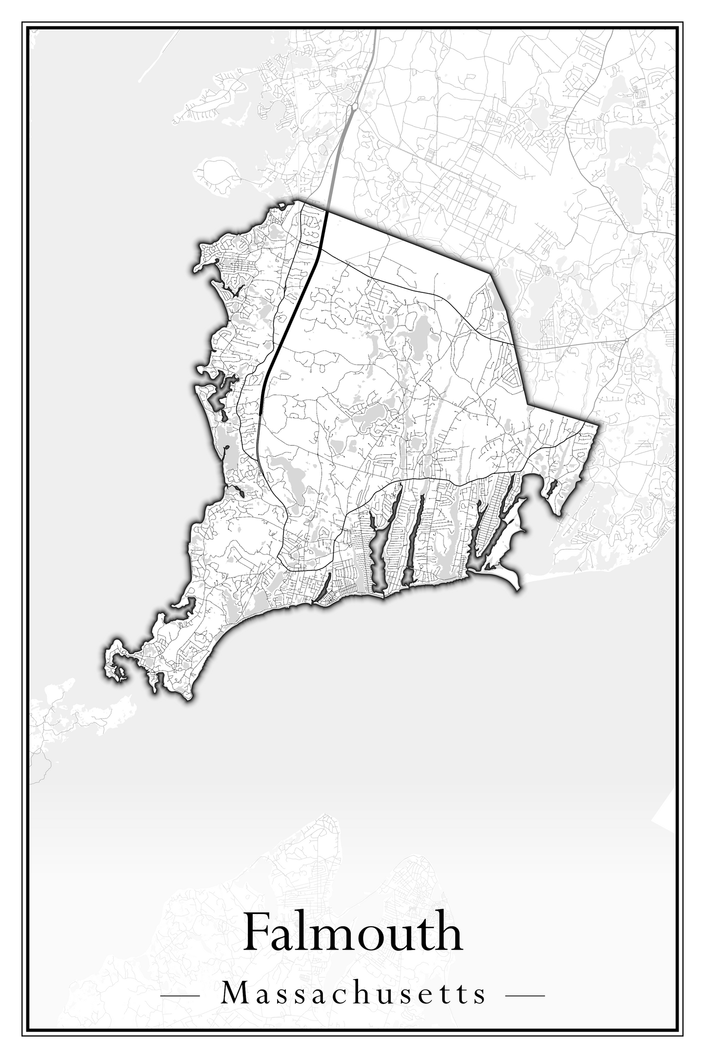 Massachusetts Towns - Street Map (Falmouth - Foxborough)