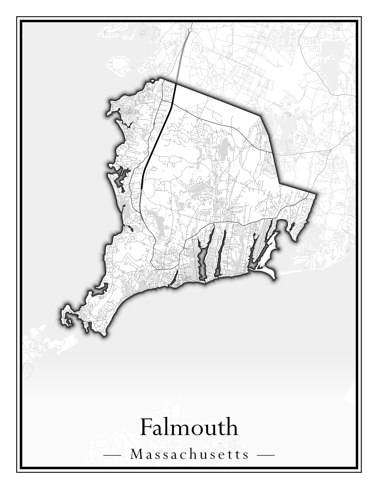 Massachusetts Towns - Street Map (Falmouth - Foxborough)