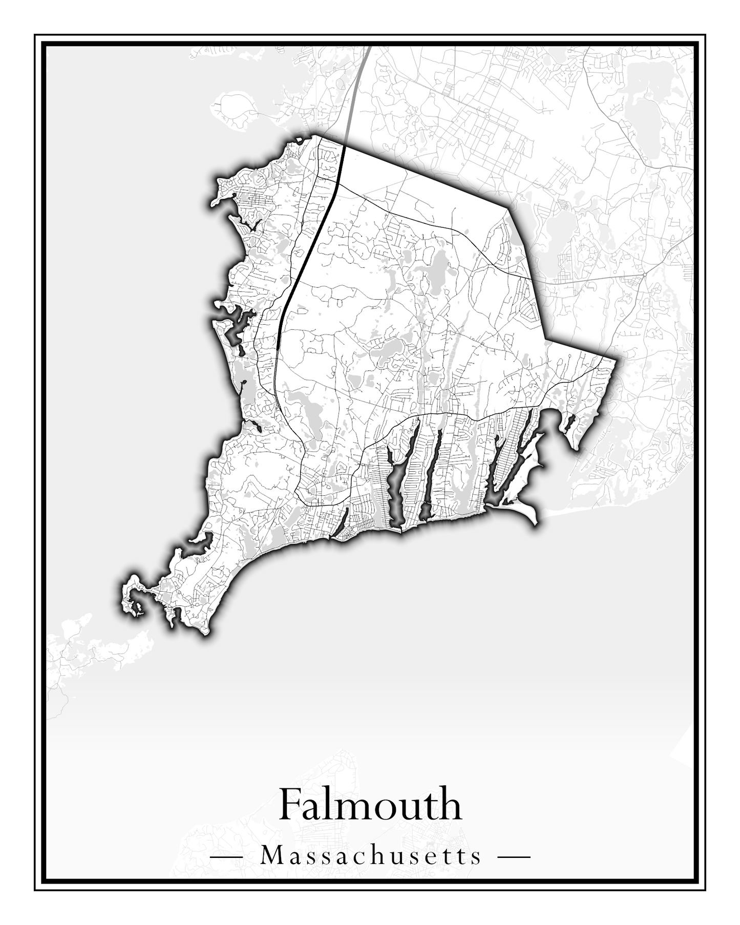 Massachusetts Towns - Street Map (Falmouth - Foxborough)