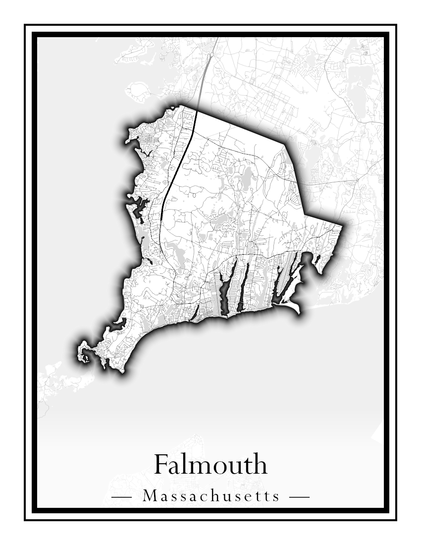 Massachusetts Towns - Street Map (Falmouth - Foxborough)