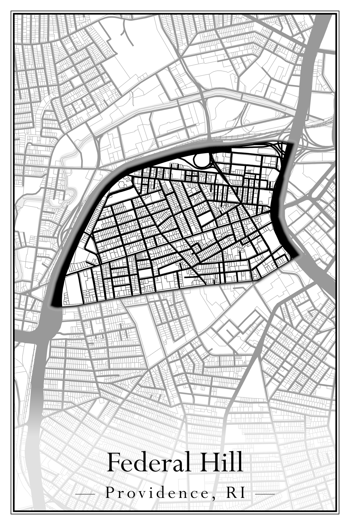 Providence Neighborhoods - Street Map (Elmhurst - Fox Point)