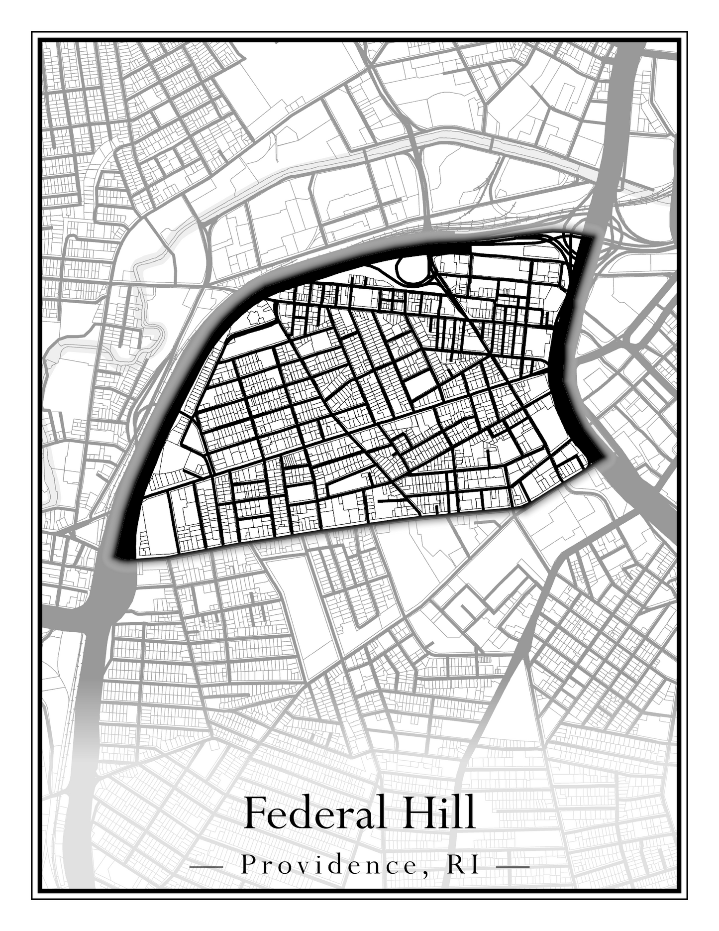 Providence Neighborhoods - Street Map (Elmhurst - Fox Point)