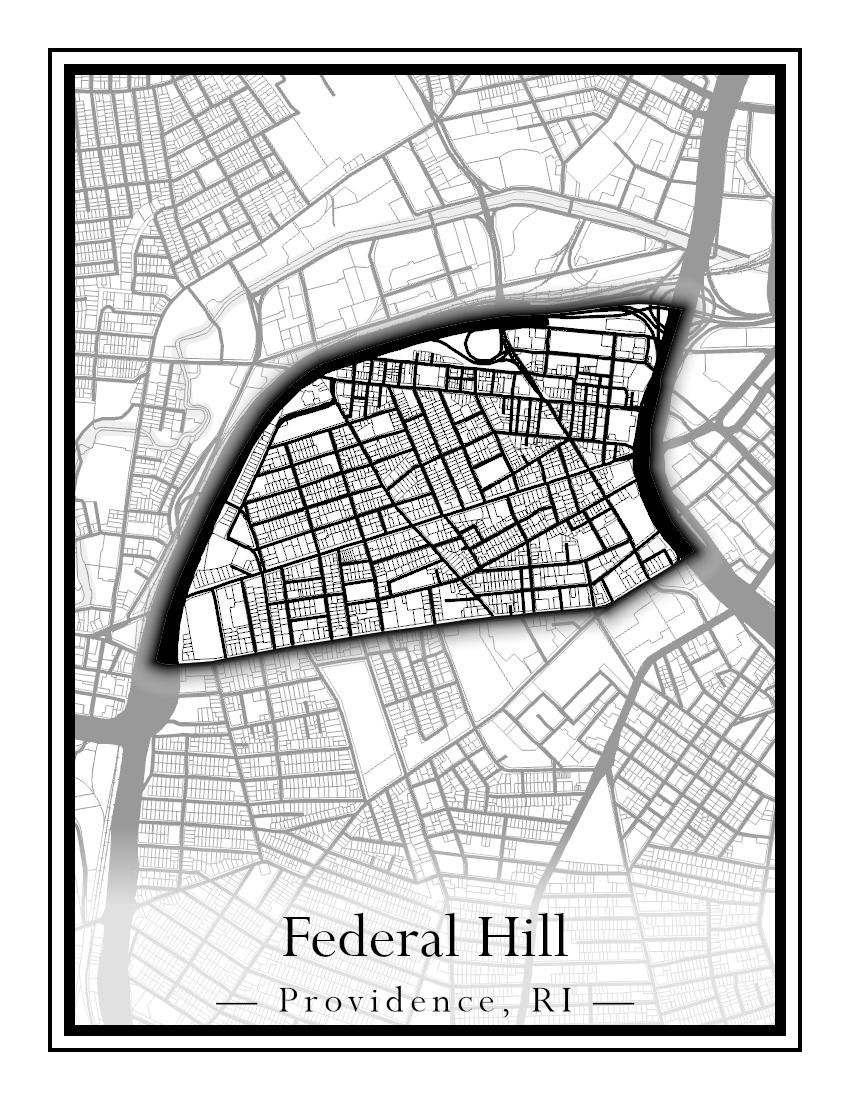 Providence Neighborhoods - Street Map (Elmhurst - Fox Point)