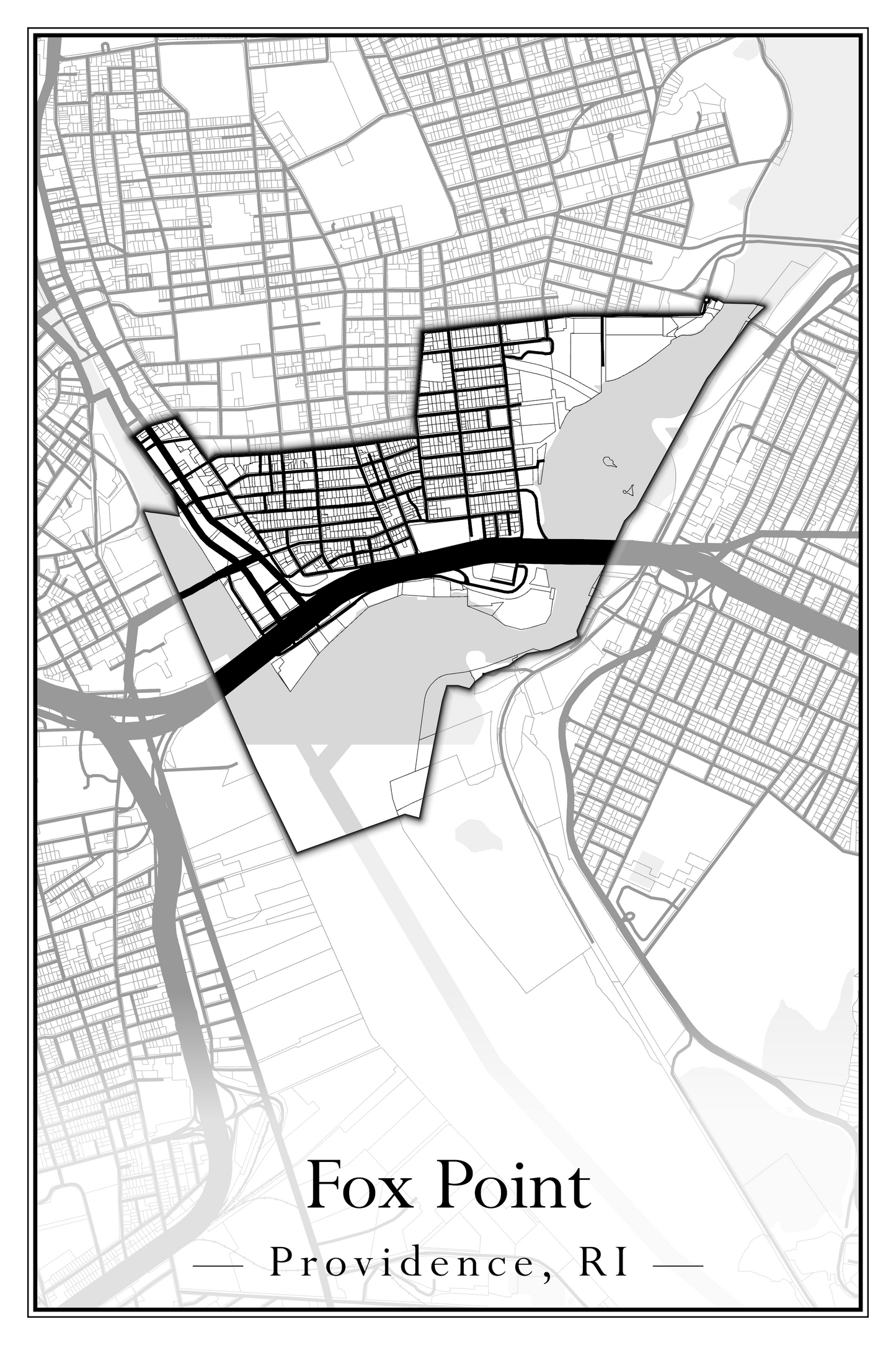 Providence Neighborhoods - Street Map (Elmhurst - Fox Point)