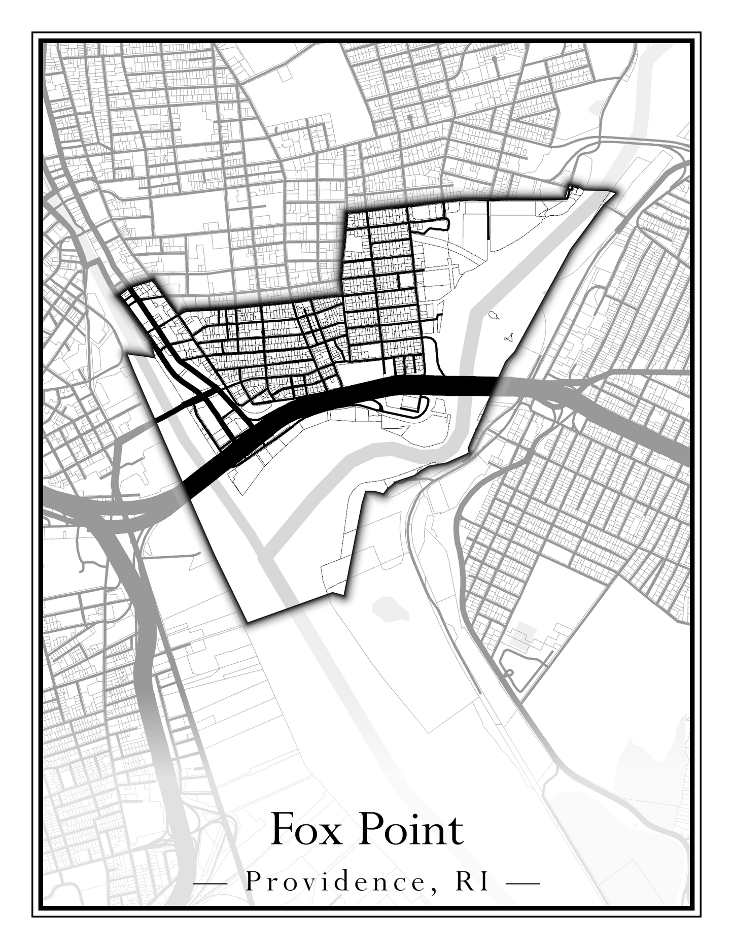 Providence Neighborhoods - Street Map (Elmhurst - Fox Point)