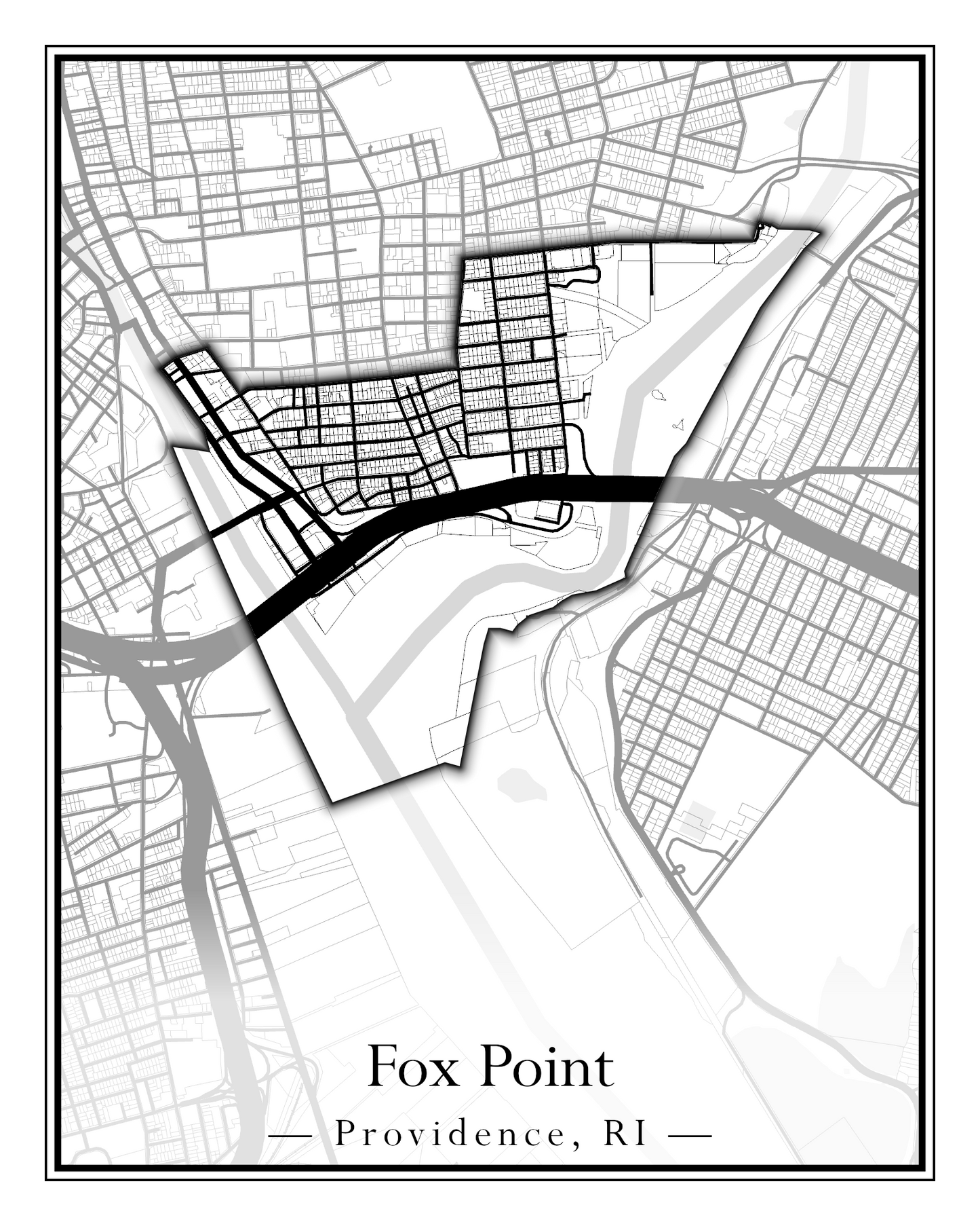 Providence Neighborhoods - Street Map (Elmhurst - Fox Point)