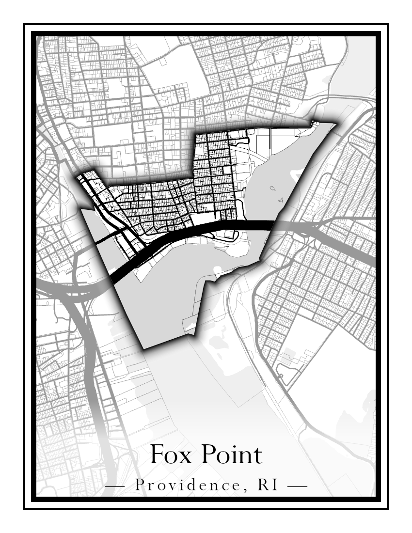 Providence Neighborhoods - Street Map (Elmhurst - Fox Point)