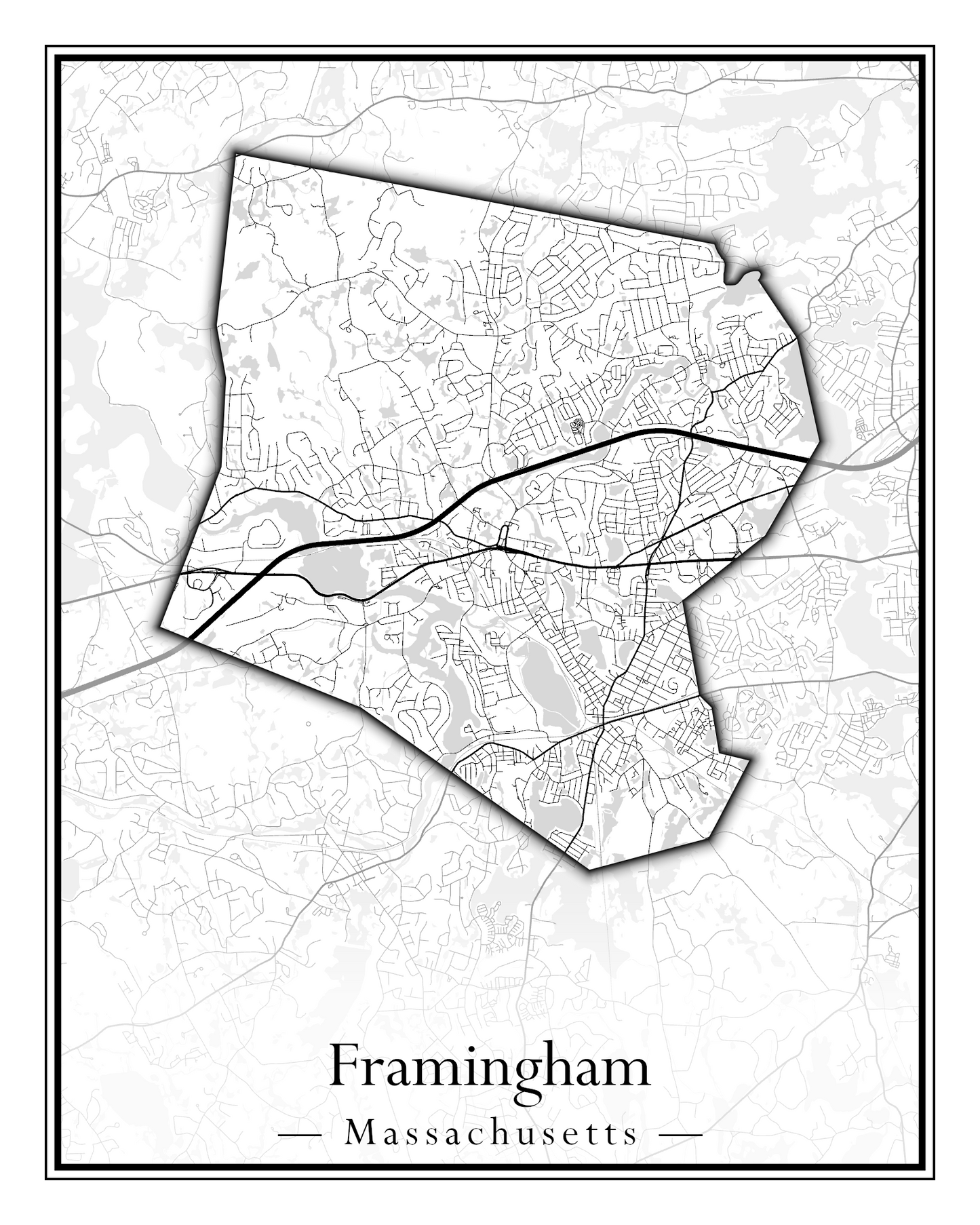 Massachusetts Towns - Street Map (Framingham - Gardner)