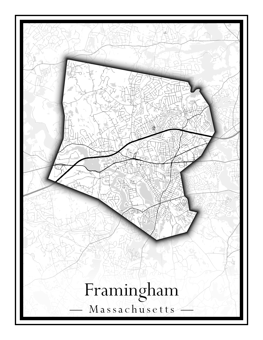 Massachusetts Towns - Street Map (Framingham - Gardner)