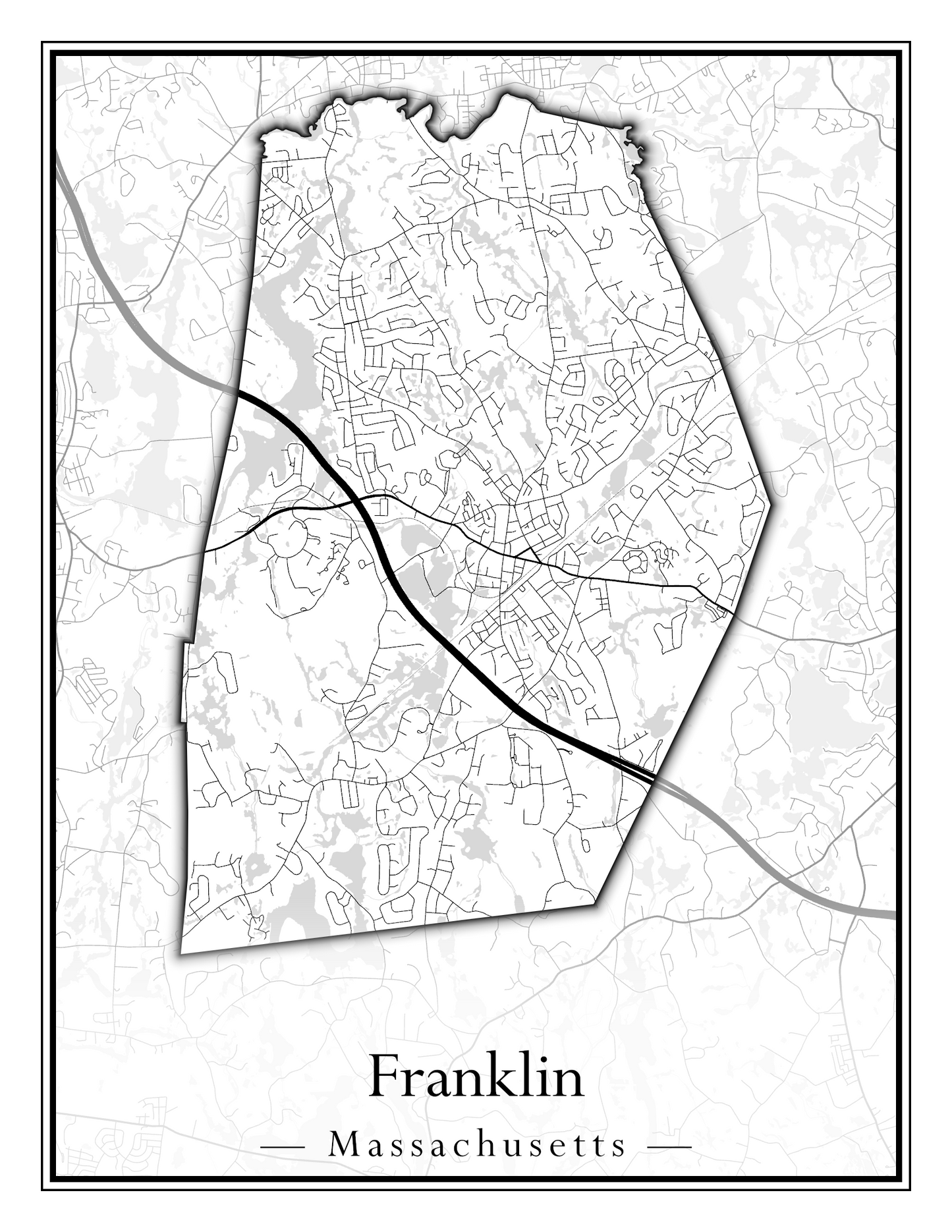 Massachusetts Towns - Street Map (Framingham - Gardner)