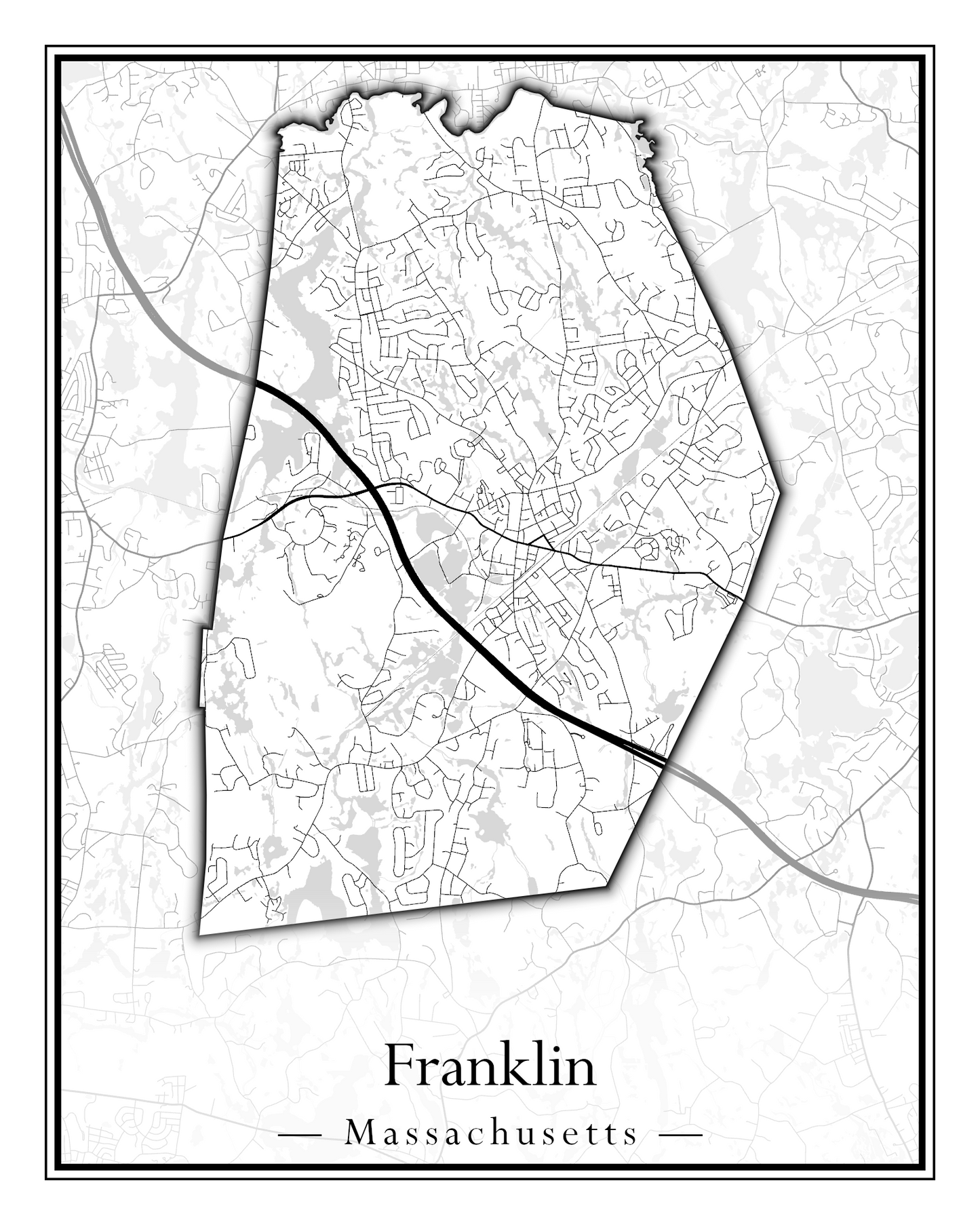 Massachusetts Towns - Street Map (Framingham - Gardner)