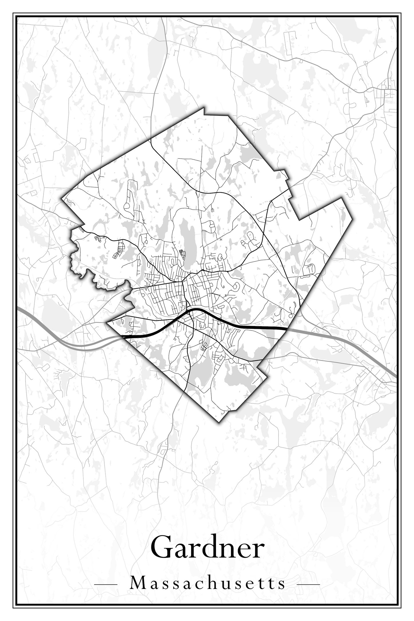 Massachusetts Towns - Street Map (Framingham - Gardner)