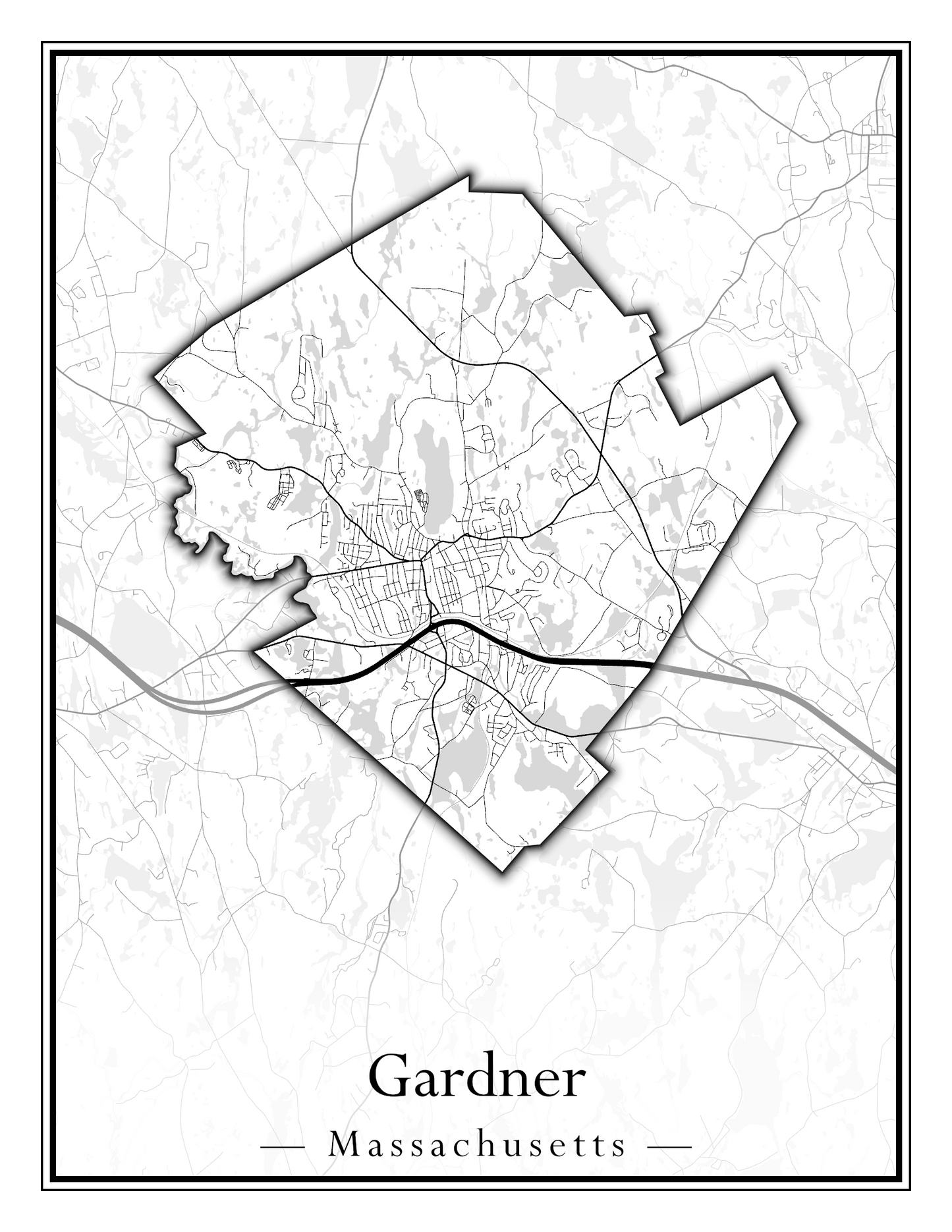 Massachusetts Towns - Street Map (Framingham - Gardner)