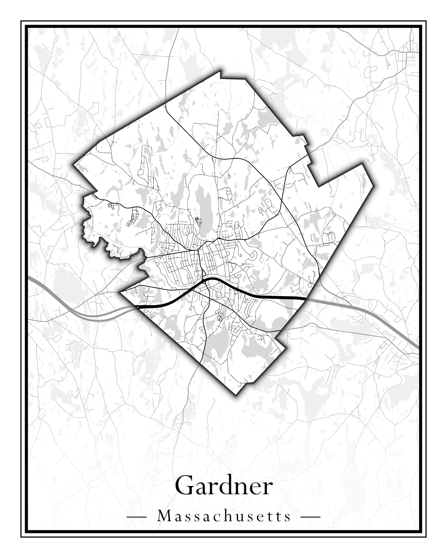 Massachusetts Towns - Street Map (Framingham - Gardner)