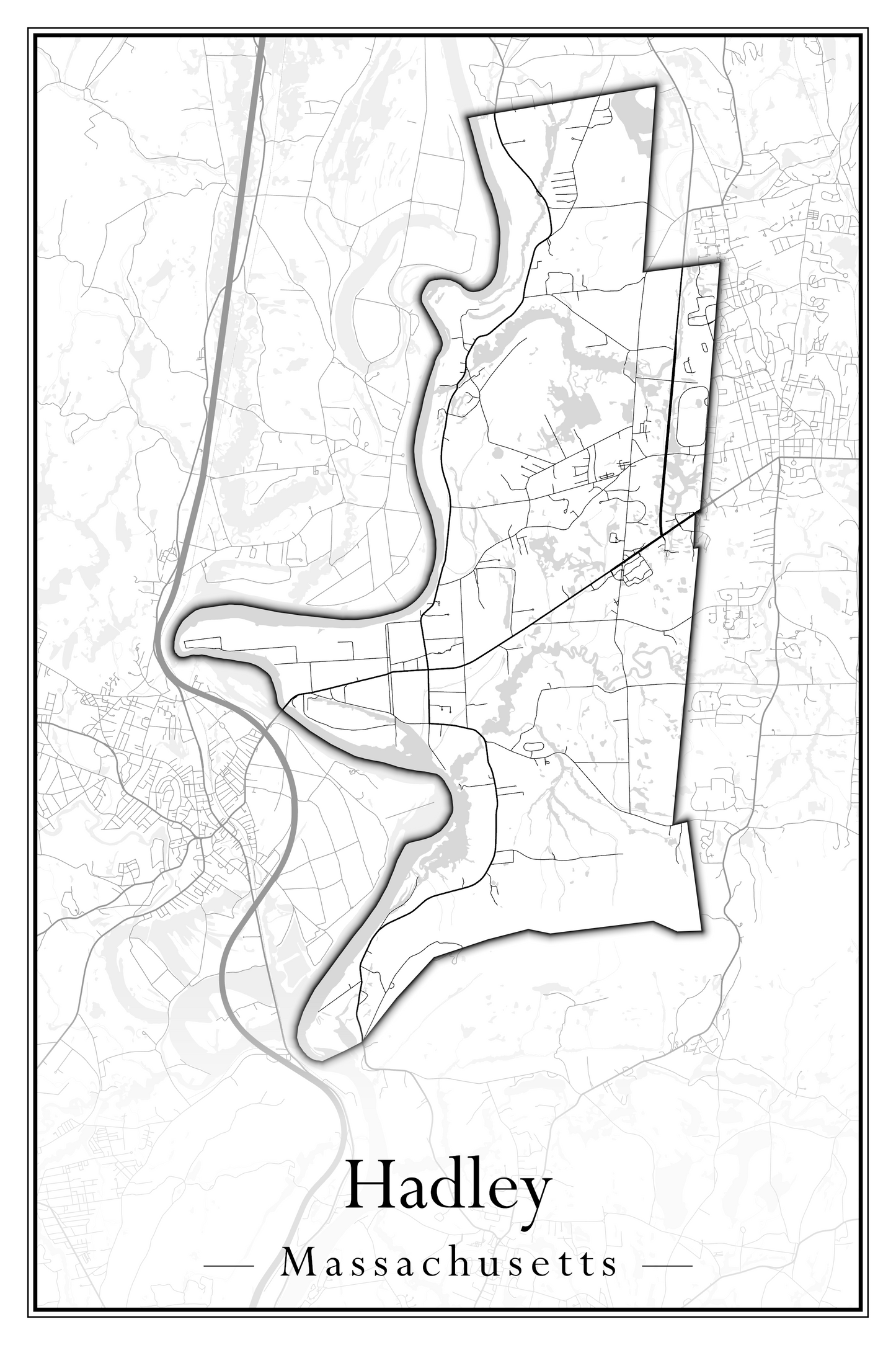 Massachusetts Towns - Street Map (Hadley - Hampden)