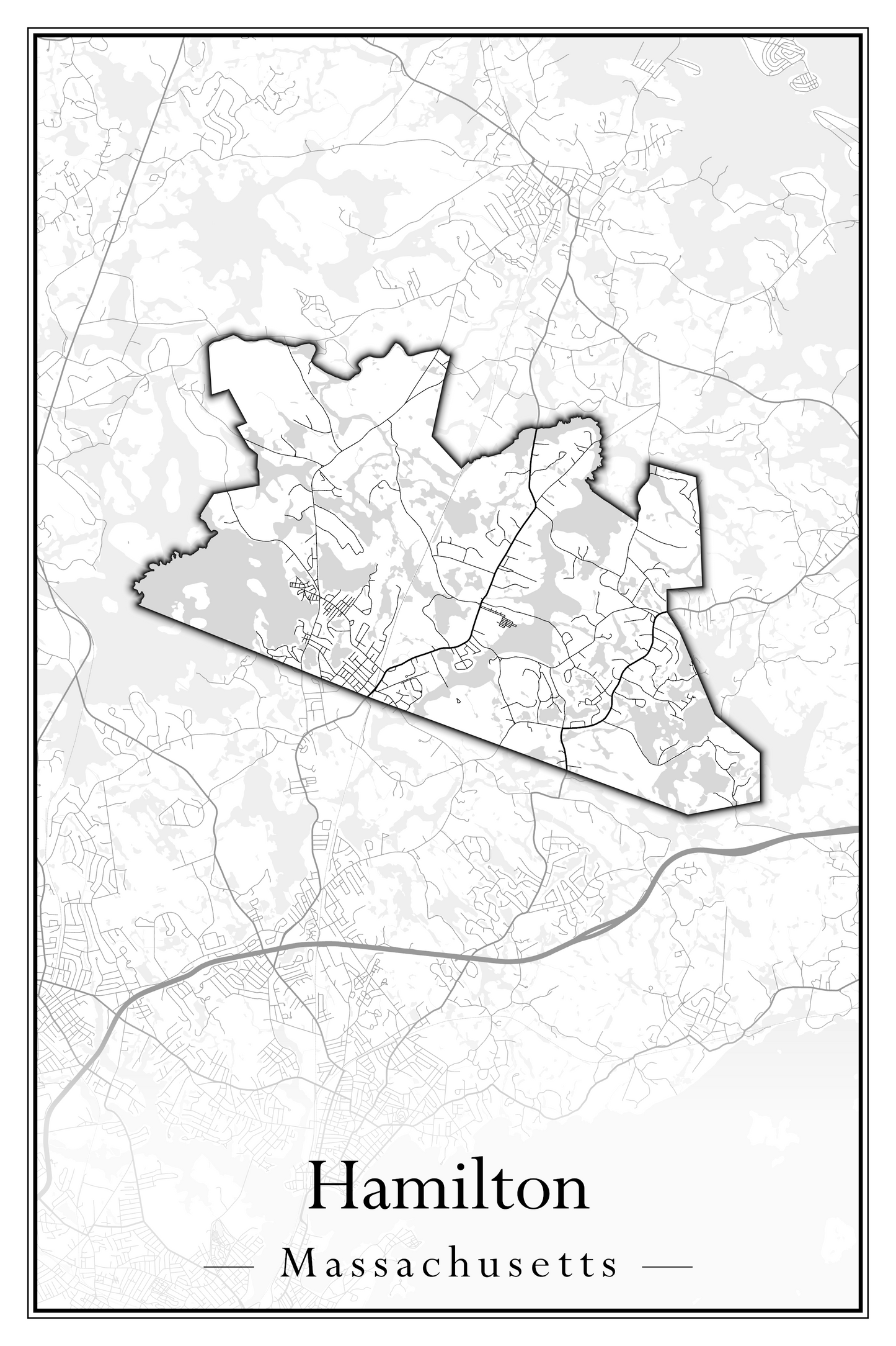 Massachusetts Towns - Street Map (Hadley - Hampden)