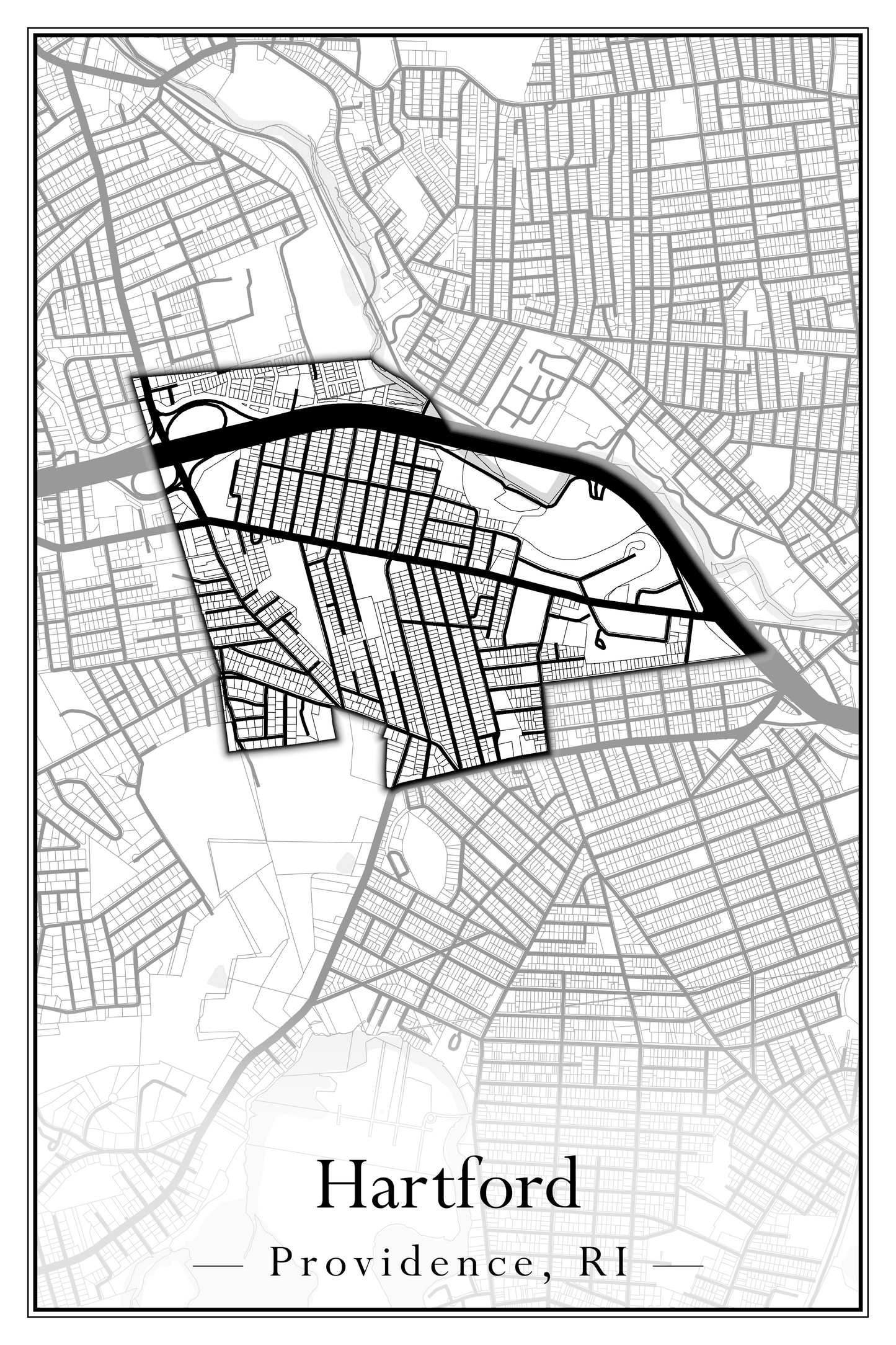 Providence Neighborhoods - Street Map (Hartford - Manton)