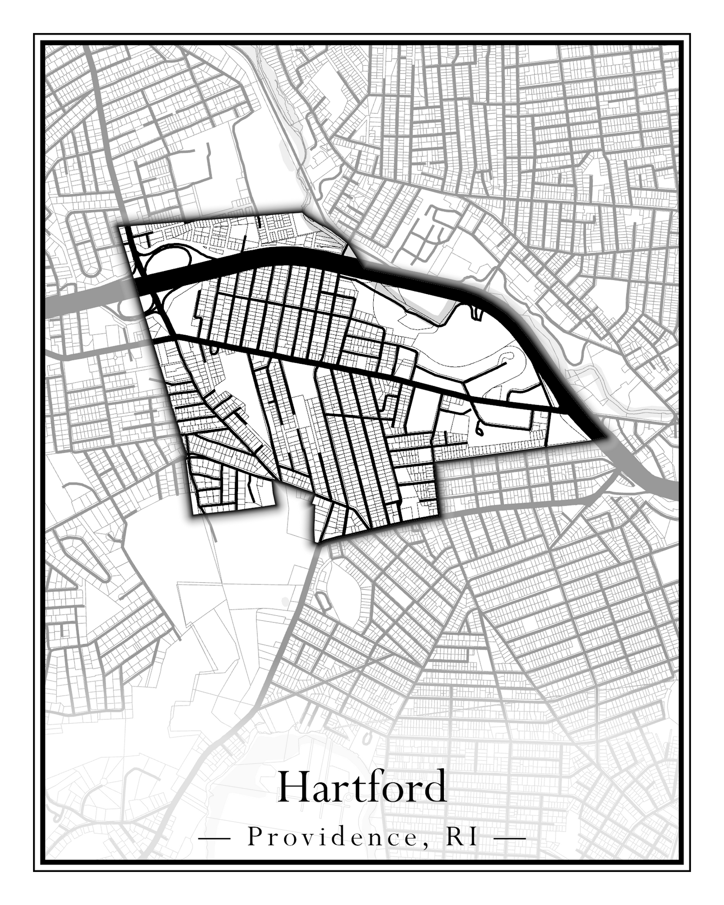 Providence Neighborhoods - Street Map (Hartford - Manton)