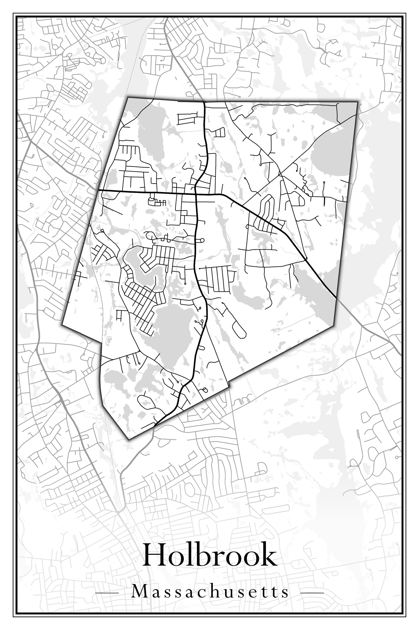 Massachusetts Towns - Street Map (Holbrook - Holliston)