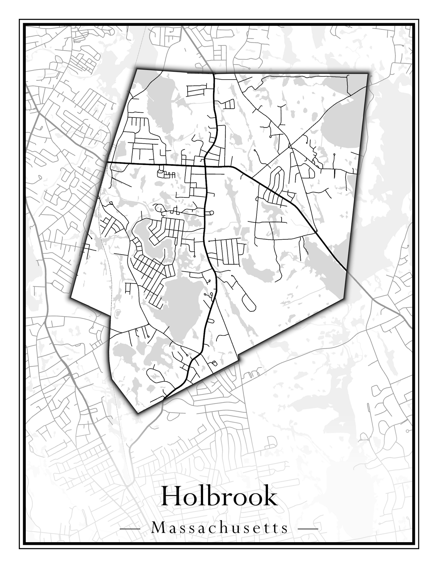 Massachusetts Towns - Street Map (Holbrook - Holliston)