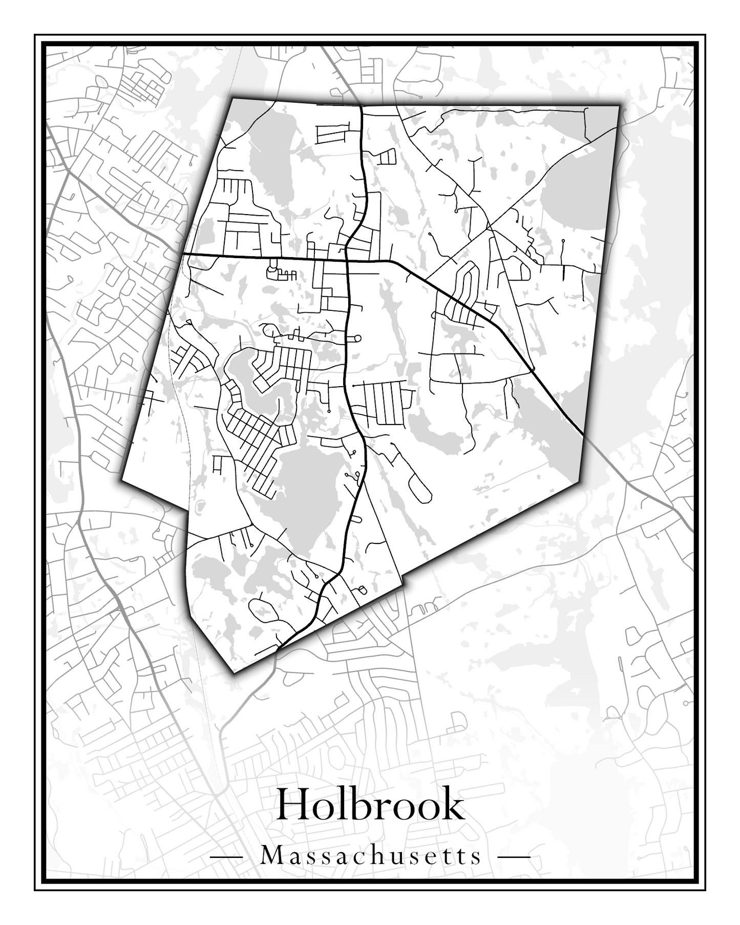 Massachusetts Towns - Street Map (Holbrook - Holliston)