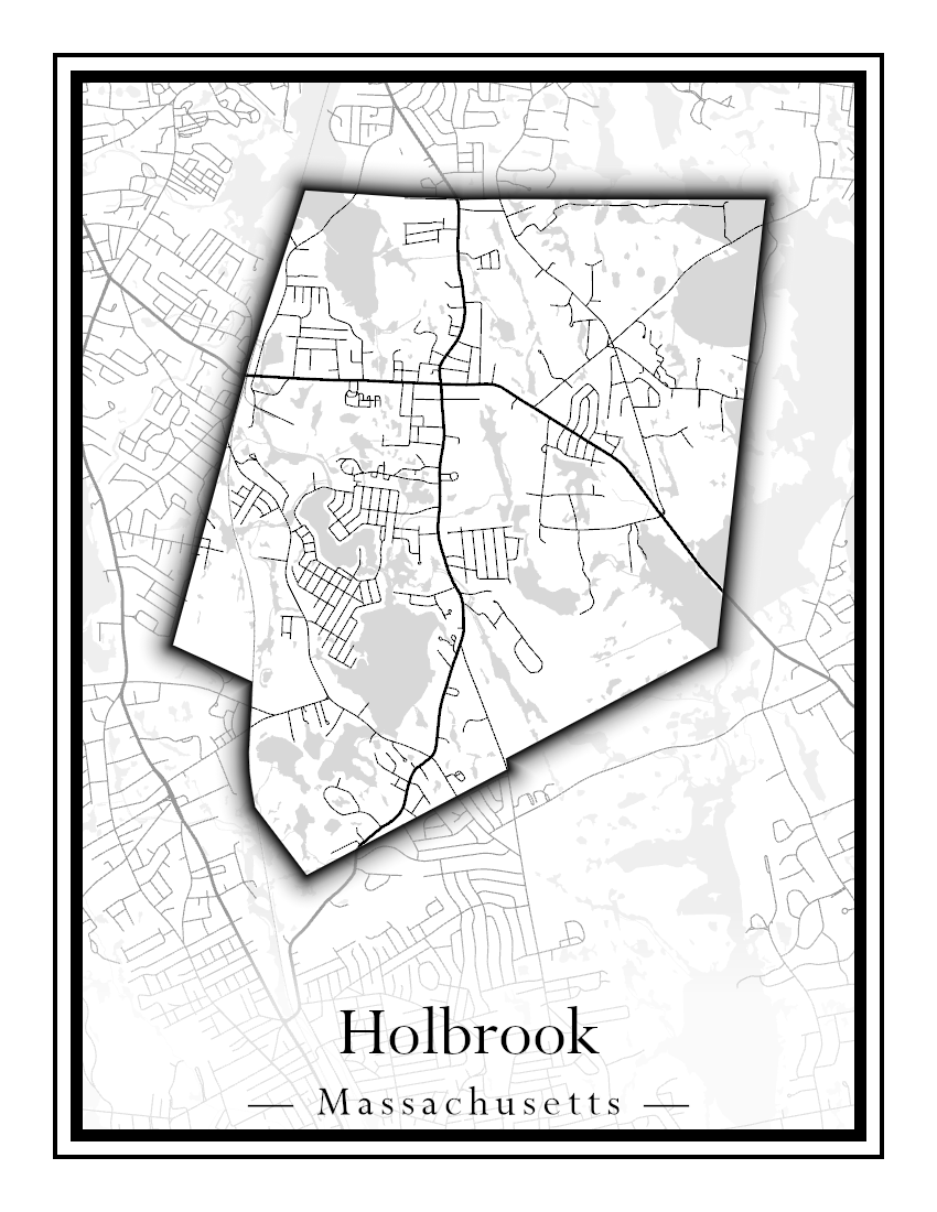 Massachusetts Towns - Street Map (Holbrook - Holliston)