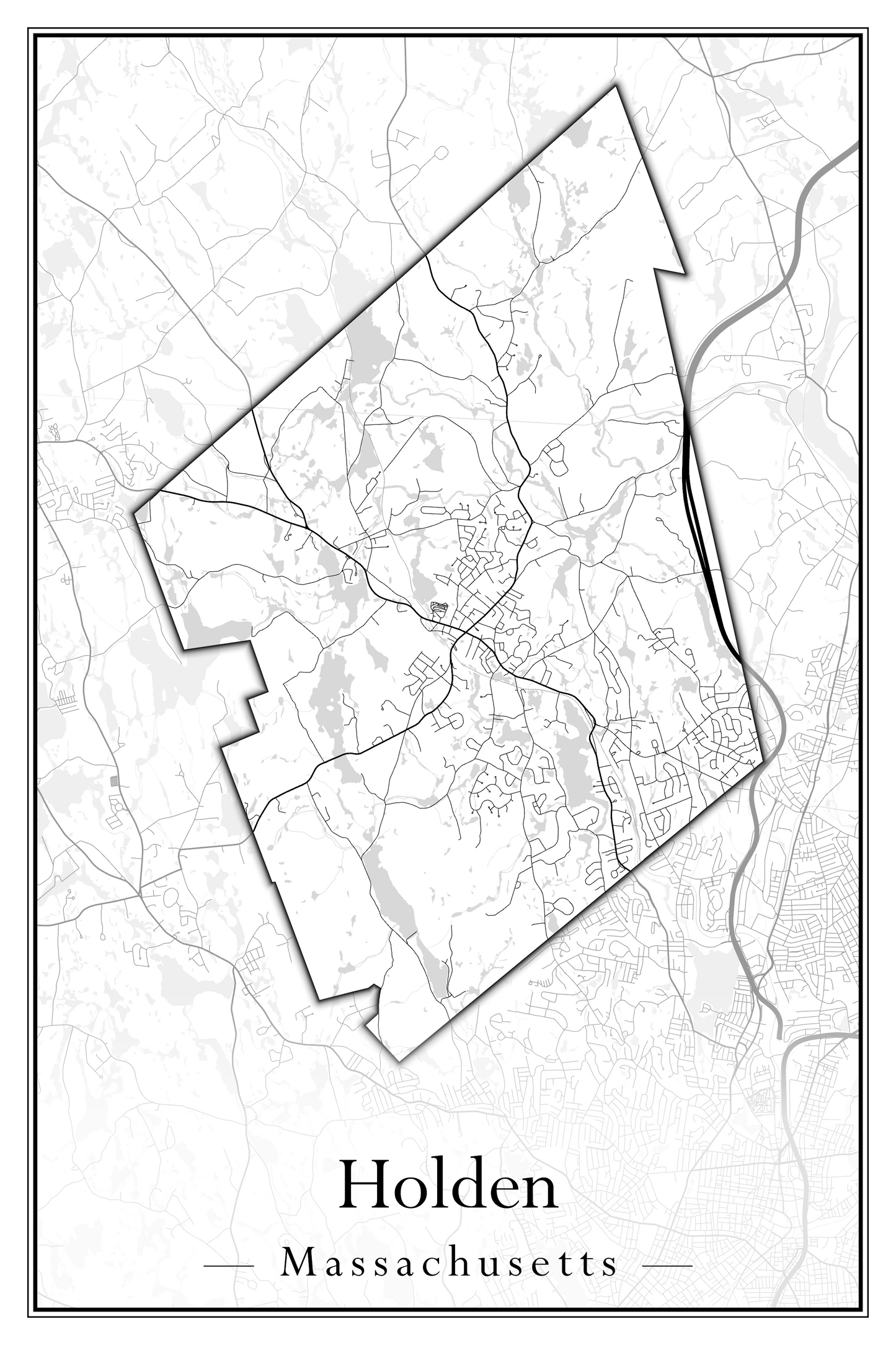 Massachusetts Towns - Street Map (Holbrook - Holliston)