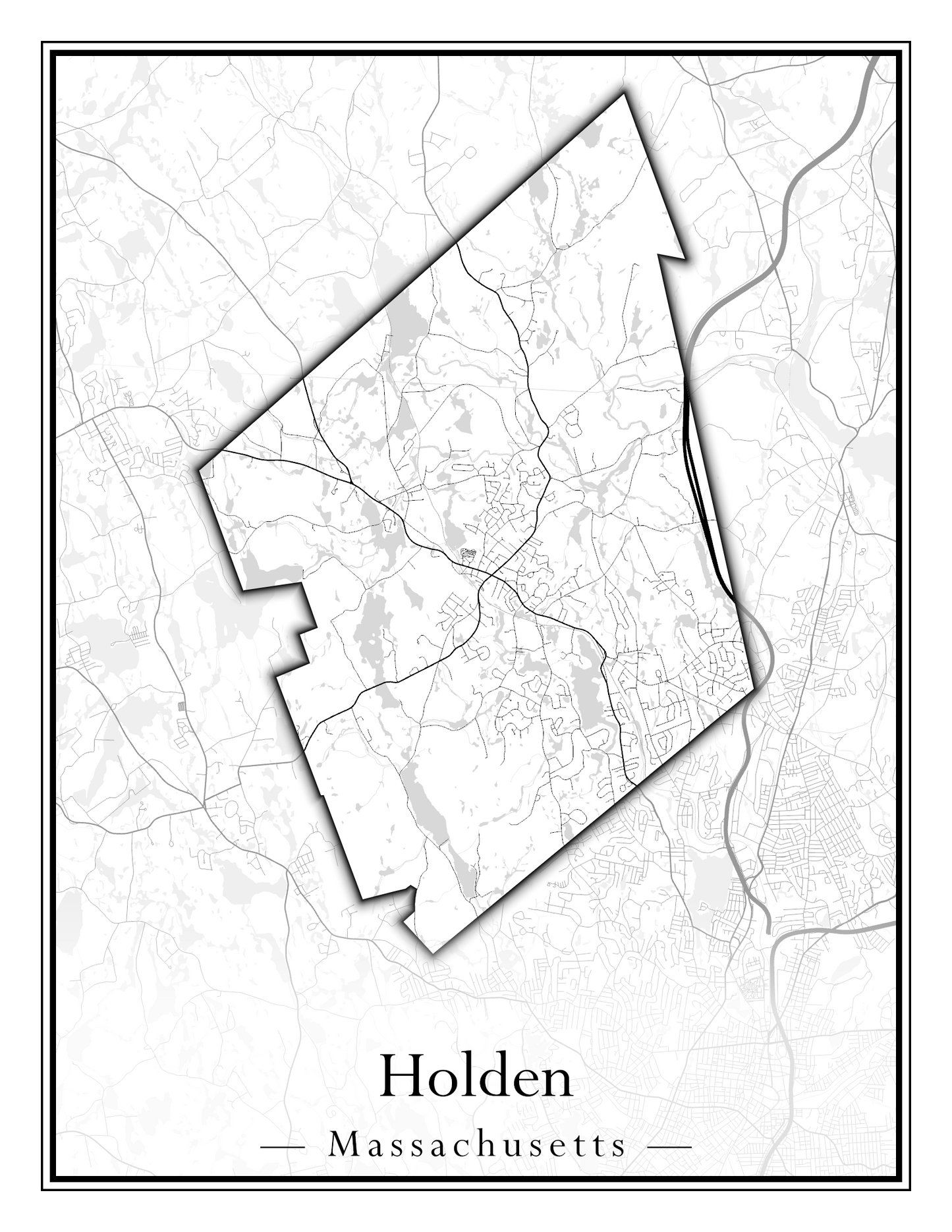 Massachusetts Towns - Street Map (Holbrook - Holliston)