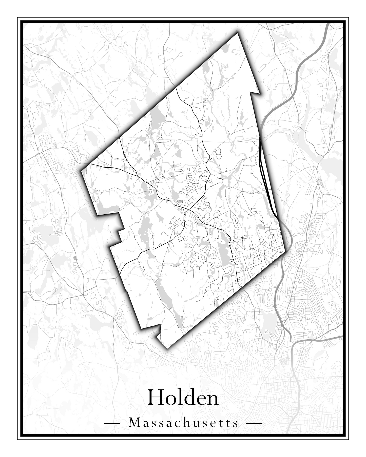 Massachusetts Towns - Street Map (Holbrook - Holliston)