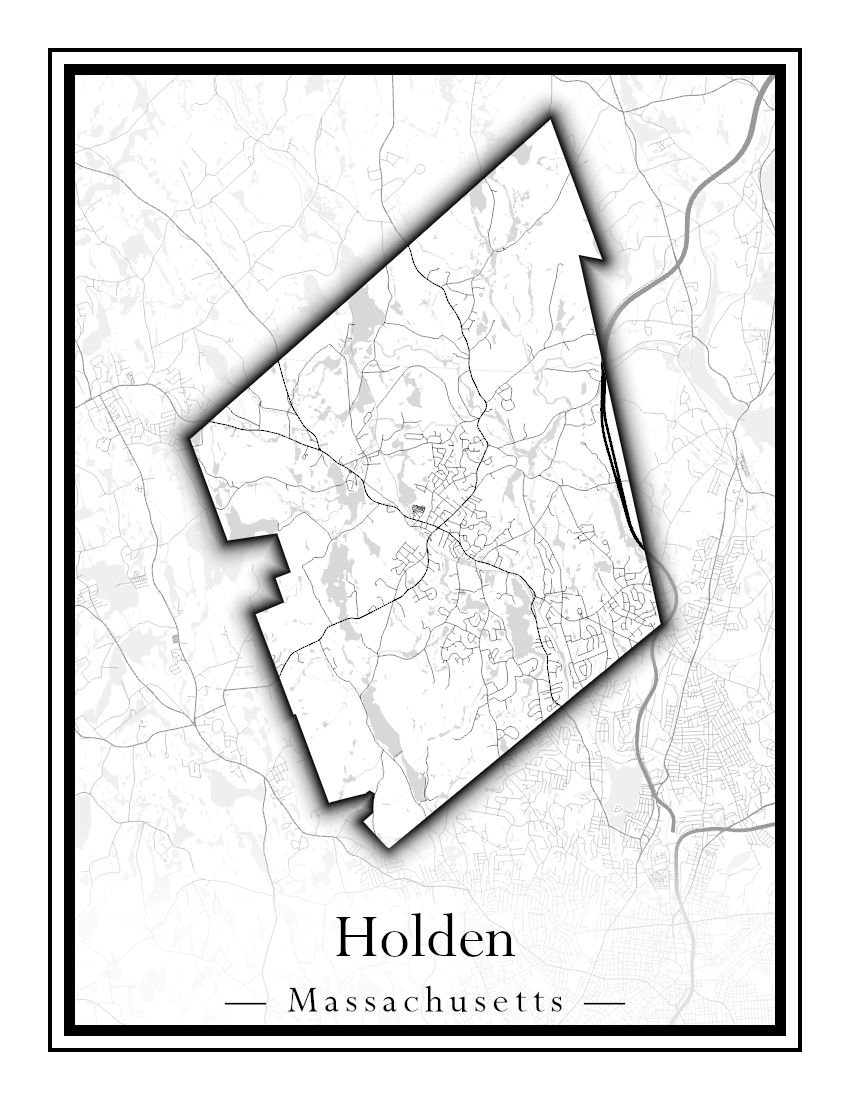 Massachusetts Towns - Street Map (Holbrook - Holliston)