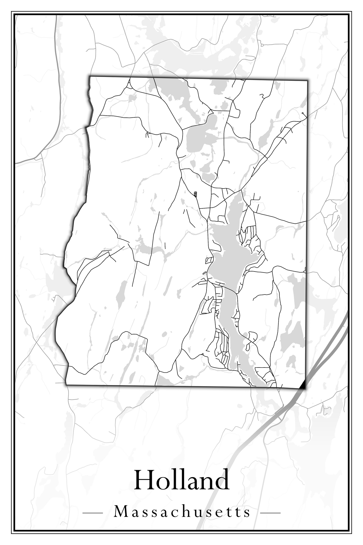 Massachusetts Towns - Street Map (Holbrook - Holliston)