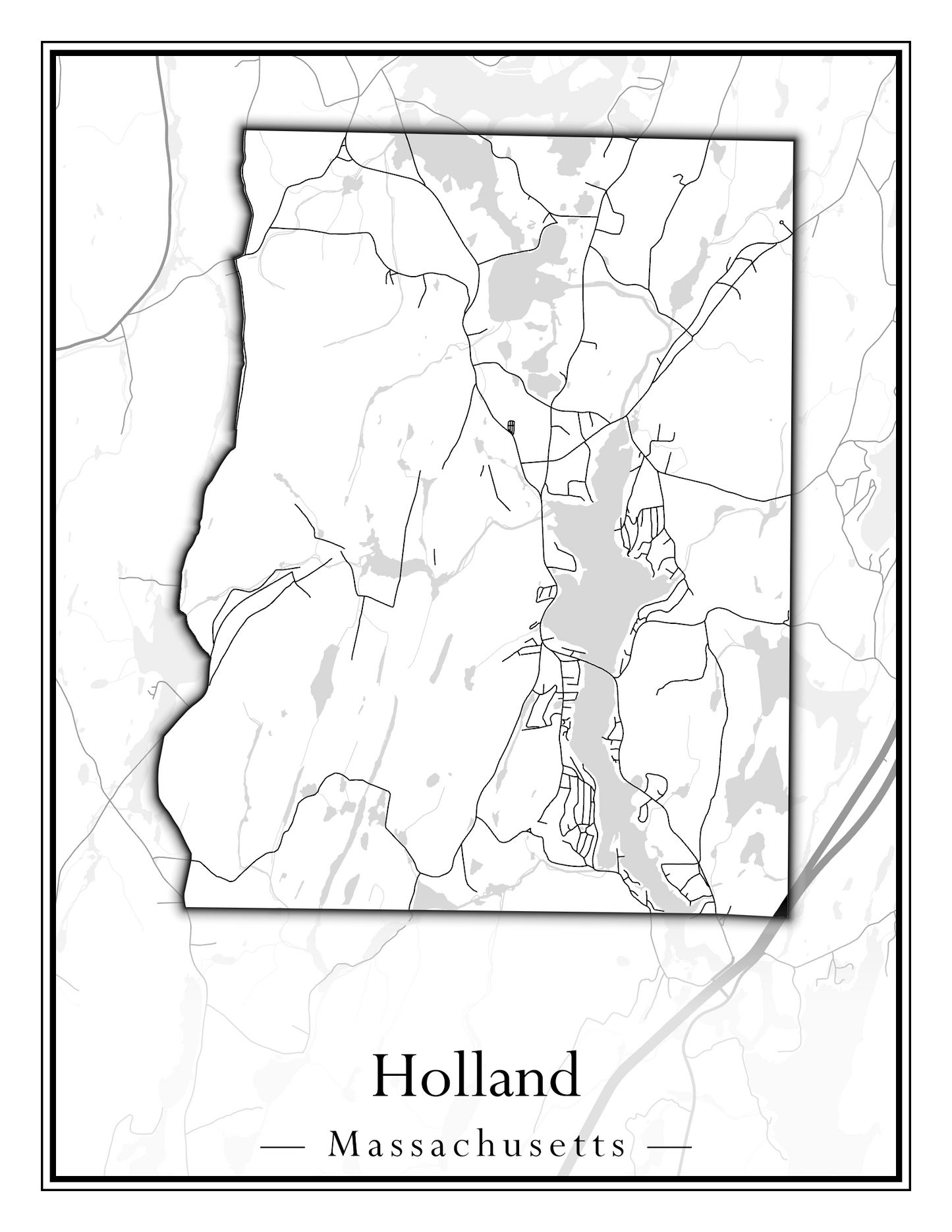 Massachusetts Towns - Street Map (Holbrook - Holliston)