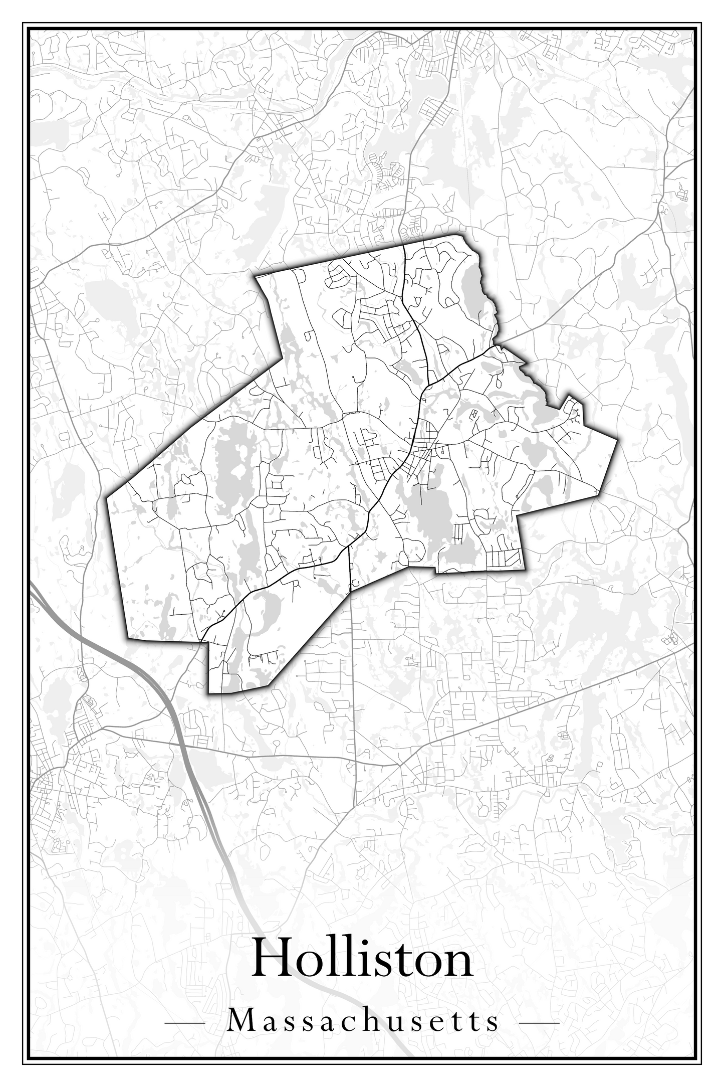 Massachusetts Towns - Street Map (Holbrook - Holliston)