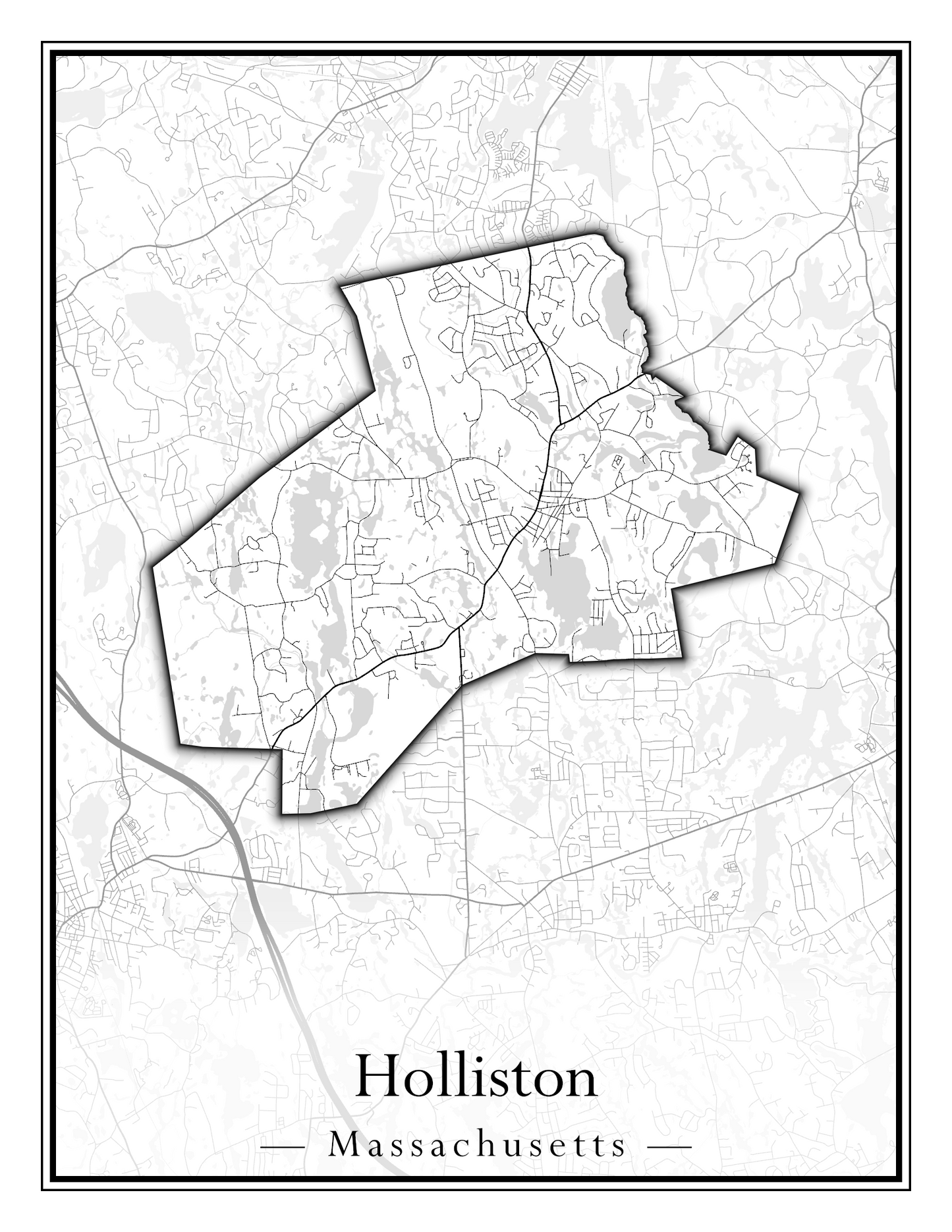 Massachusetts Towns - Street Map (Holbrook - Holliston)