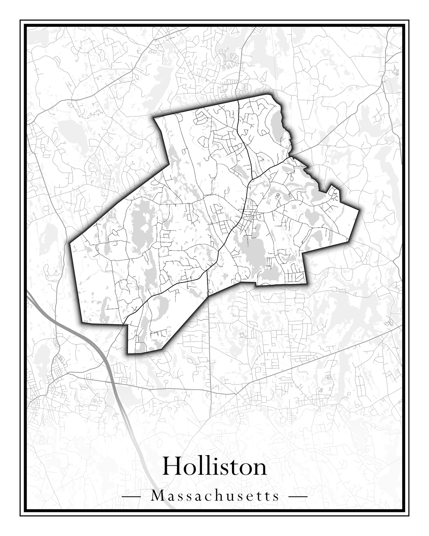 Massachusetts Towns - Street Map (Holbrook - Holliston)