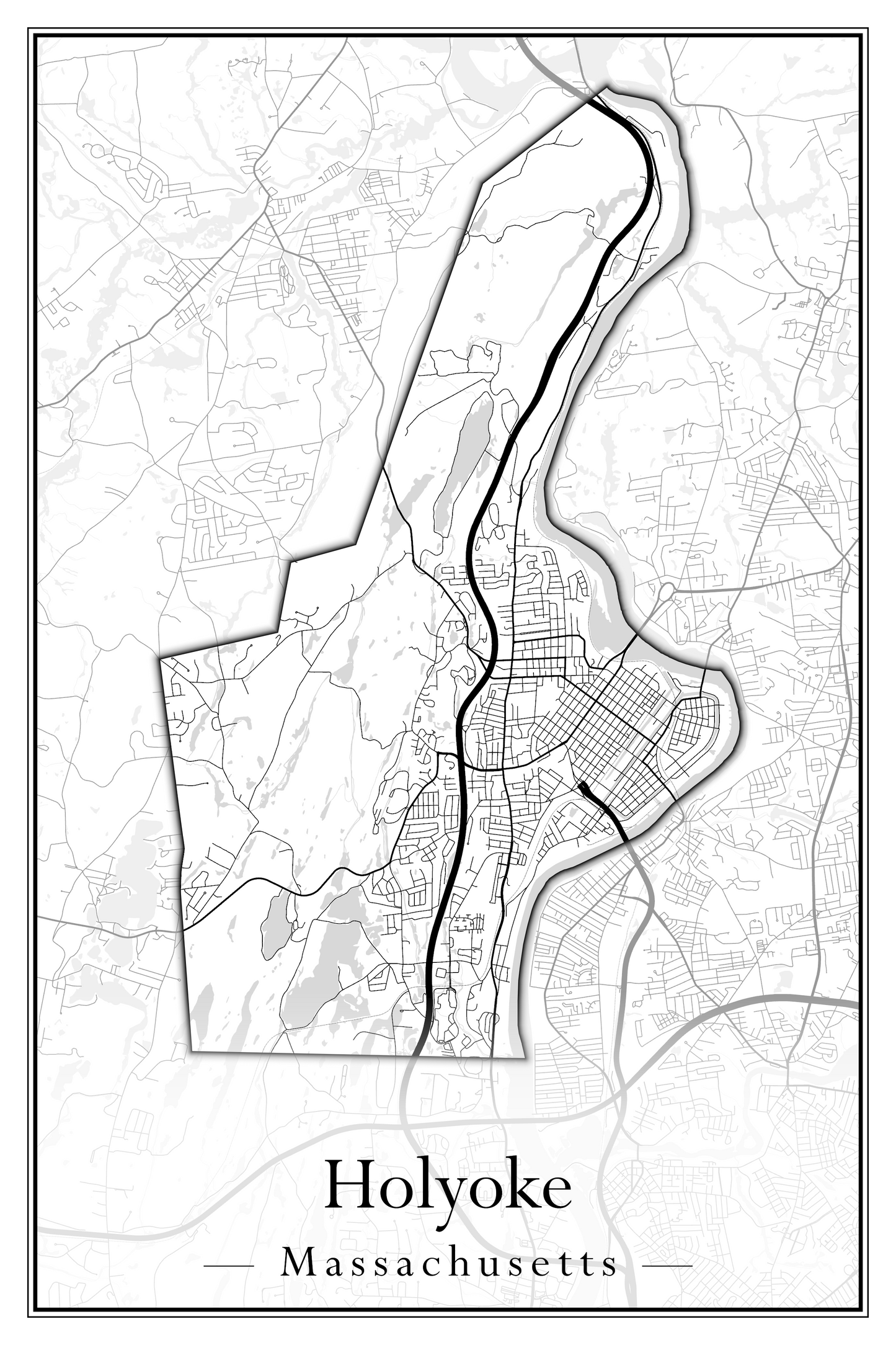 Massachusetts Towns - Street Map (Holyoke - Hubbardston)