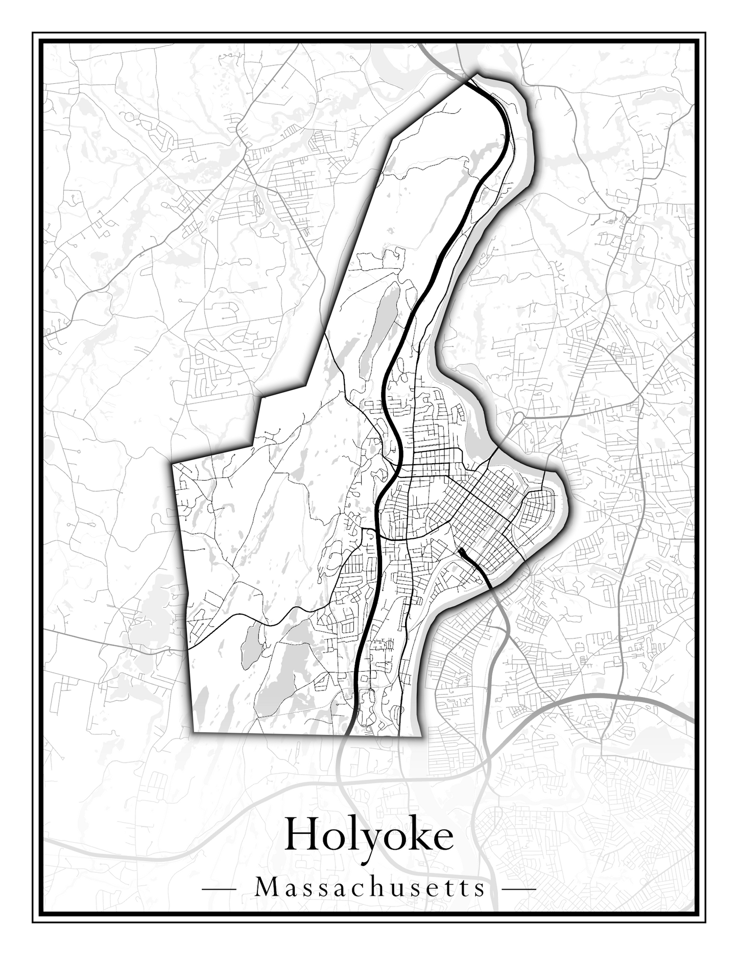 Massachusetts Towns - Street Map (Holyoke - Hubbardston)