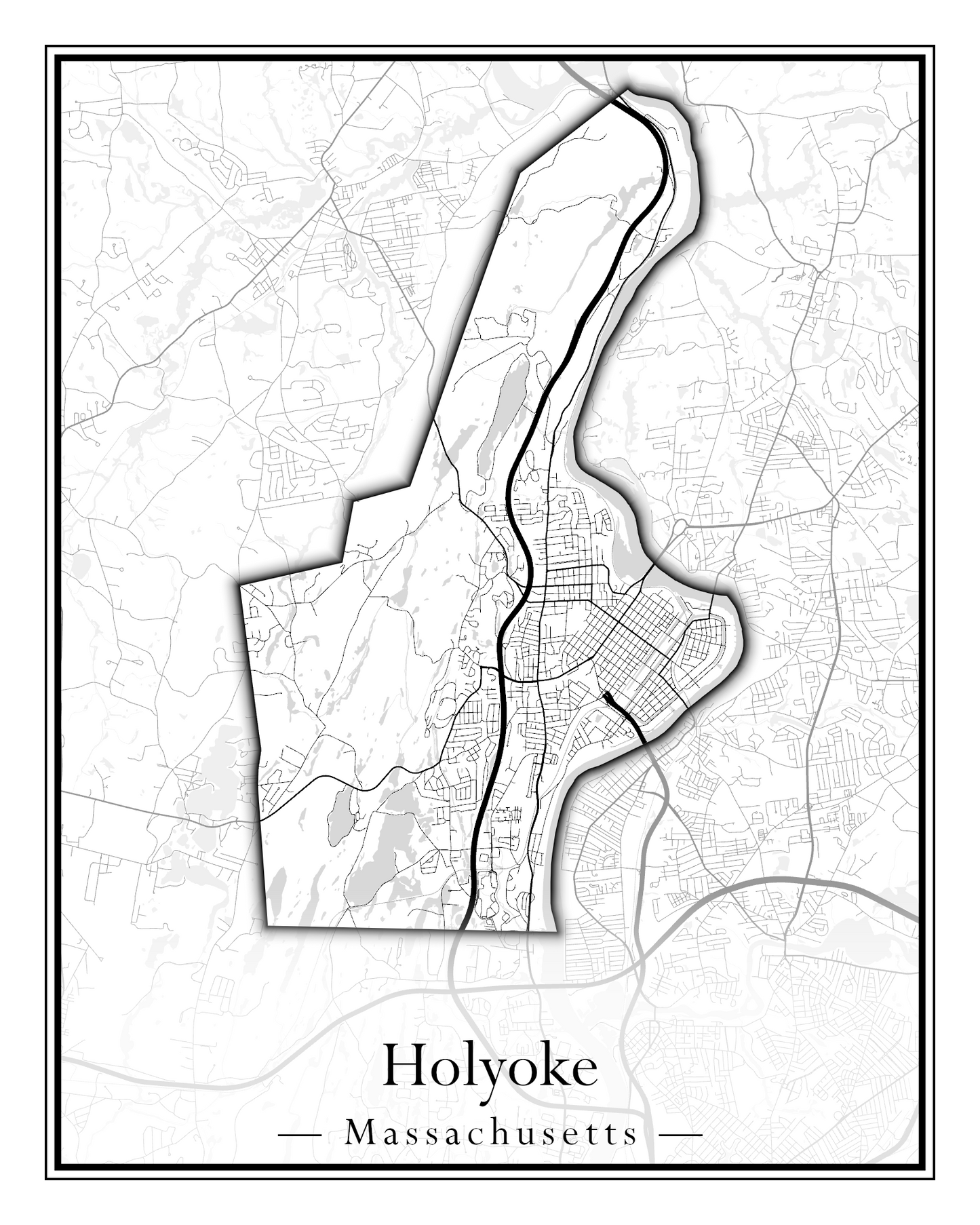 Massachusetts Towns - Street Map (Holyoke - Hubbardston)