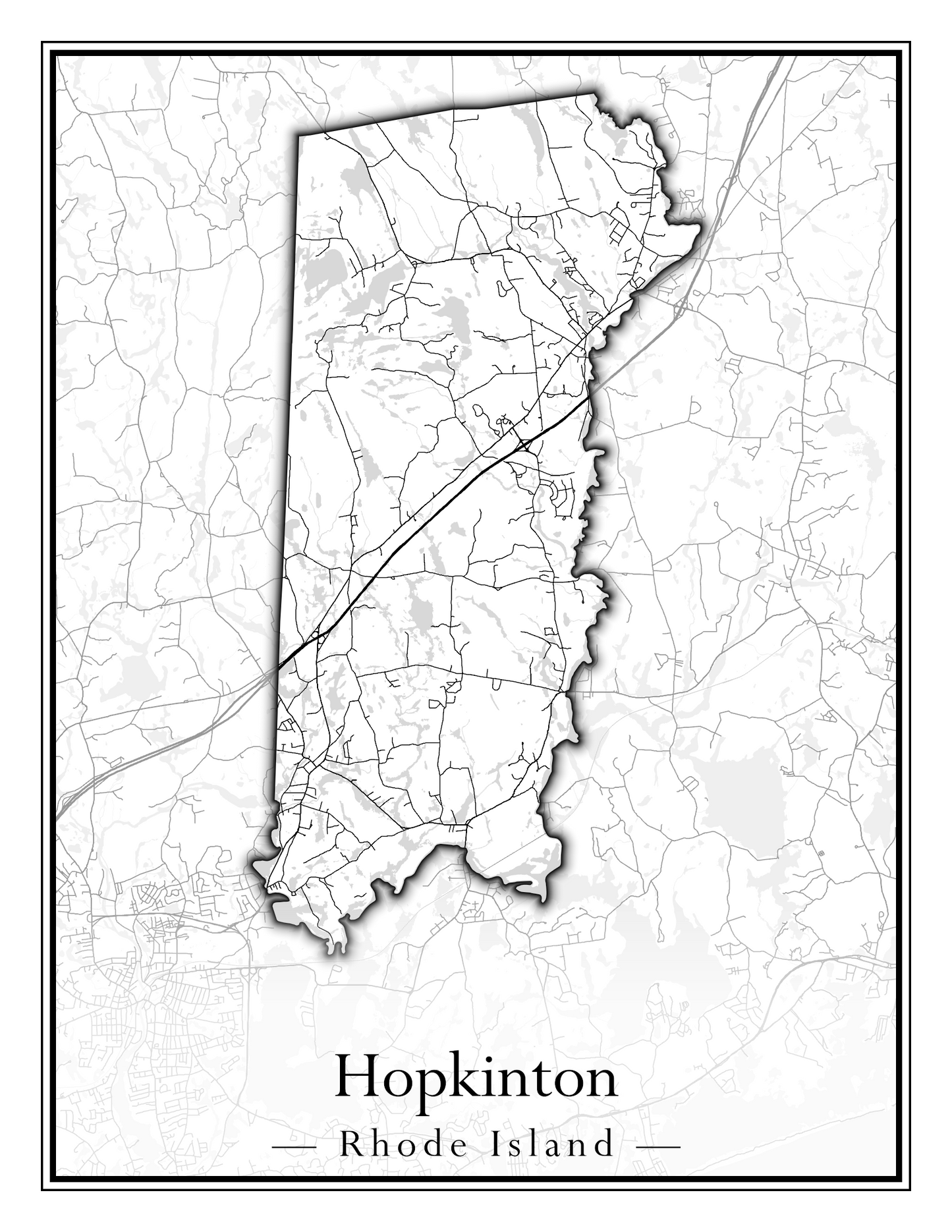 Rhode Island Towns - Street Map (Glocester - Johnston)