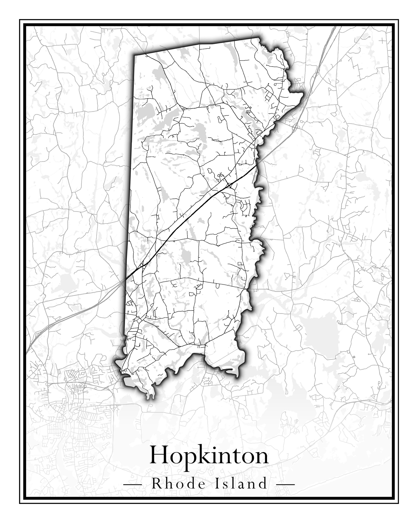 Rhode Island Towns - Street Map (Glocester - Johnston)