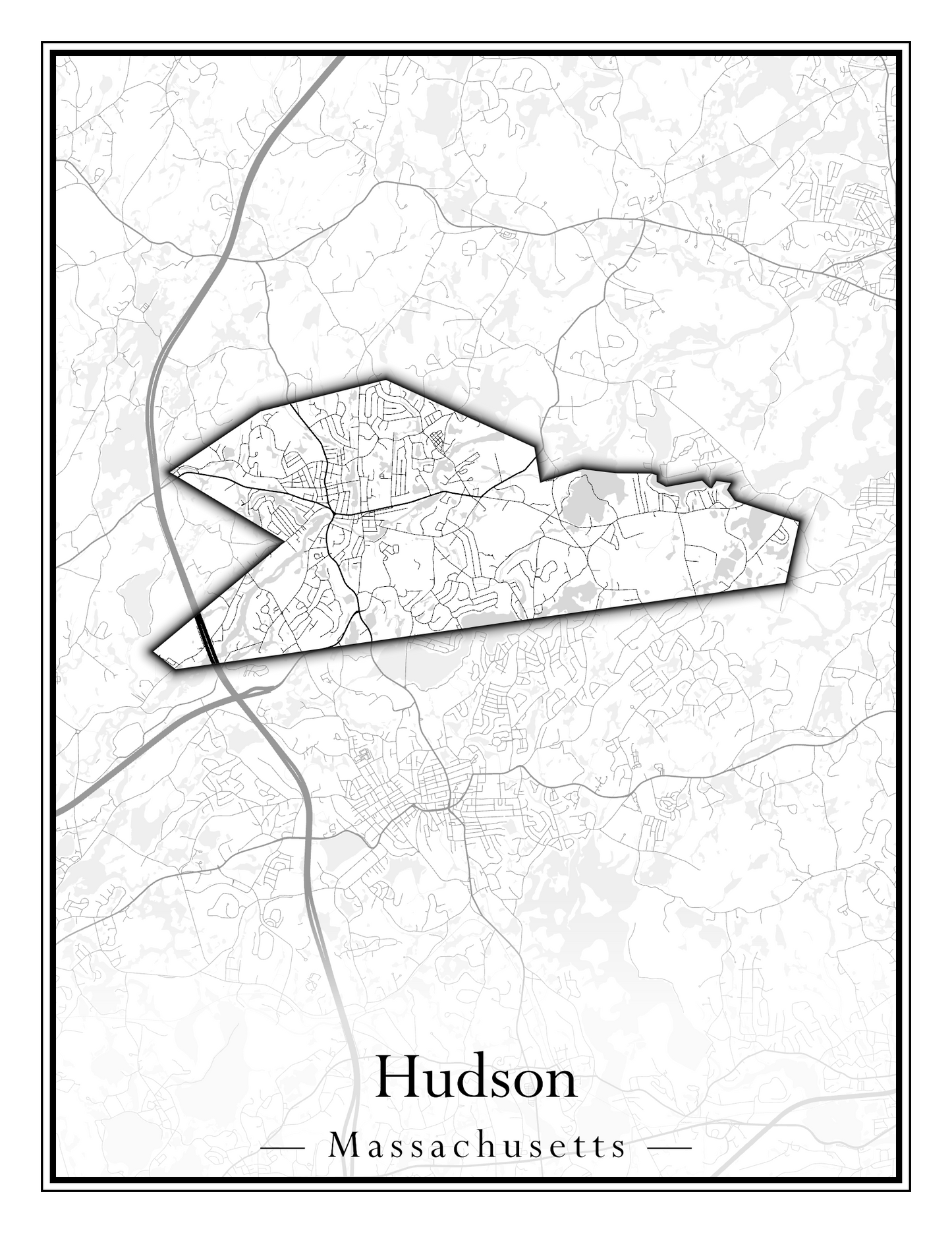 Massachusetts Towns - Street Map (Hudson - Ipswich)