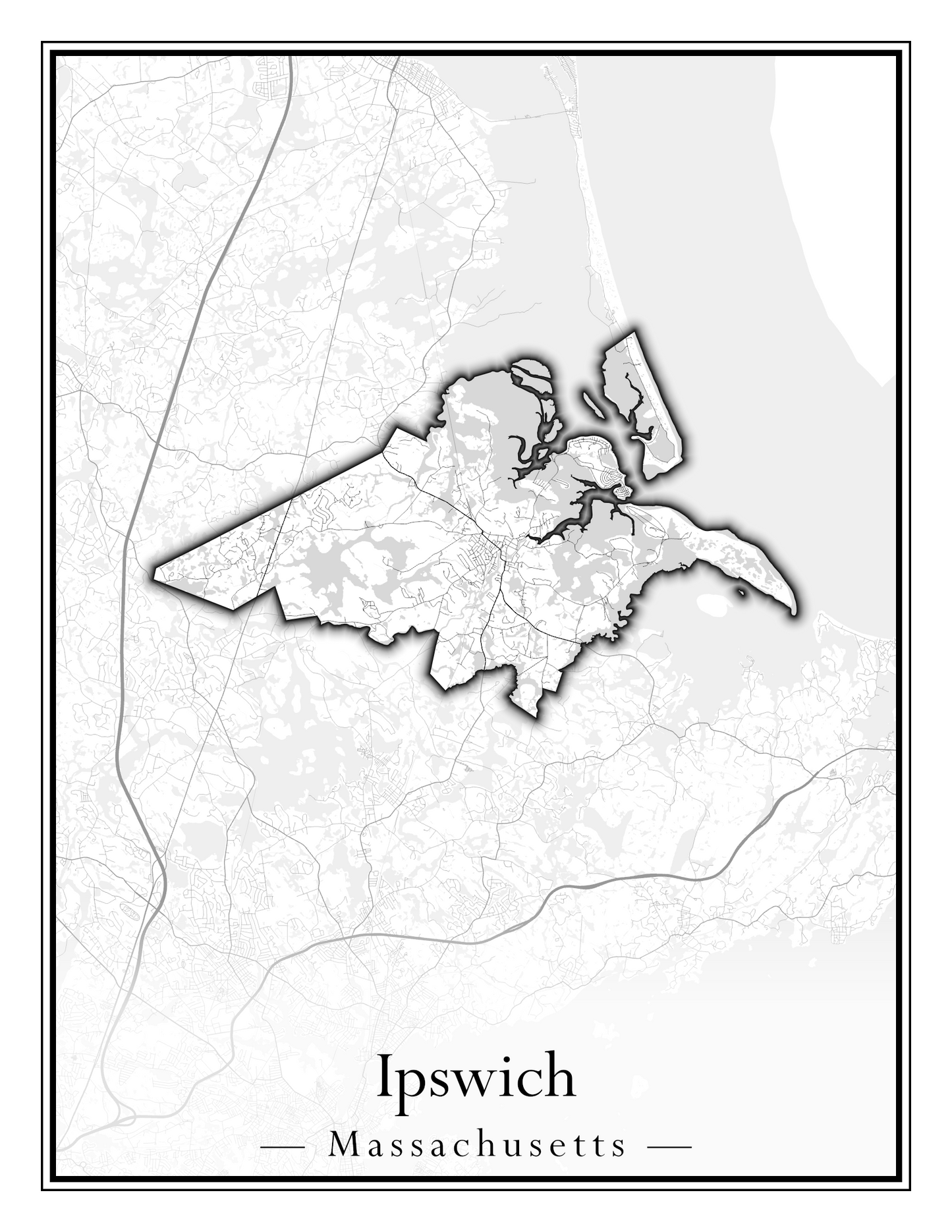 Massachusetts Towns - Street Map (Hudson - Ipswich)