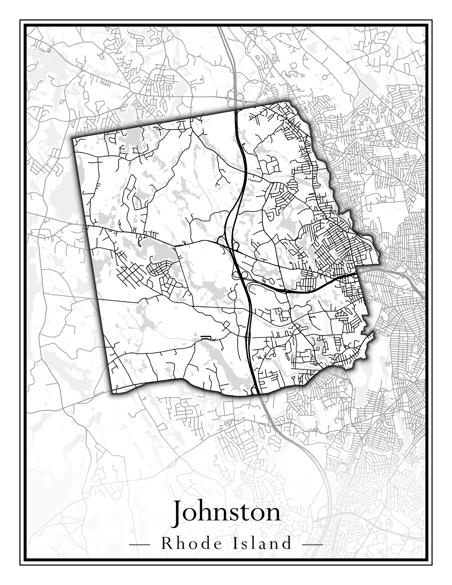 Rhode Island Towns - Street Map (Glocester - Johnston)